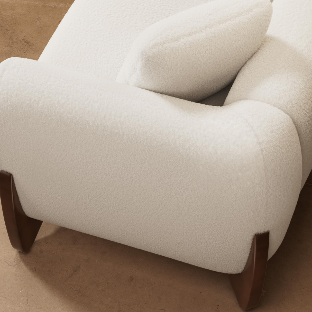 Morden Fort Modern Cloud Couch - 3 Seater Boucle Sofa with Crescent Wood Legs, Ultra-Thick High Resilience Cushion with 3 Matching Pillows Upholyster Comfy Couch Sofa for Living Room - Off White Morden Fort