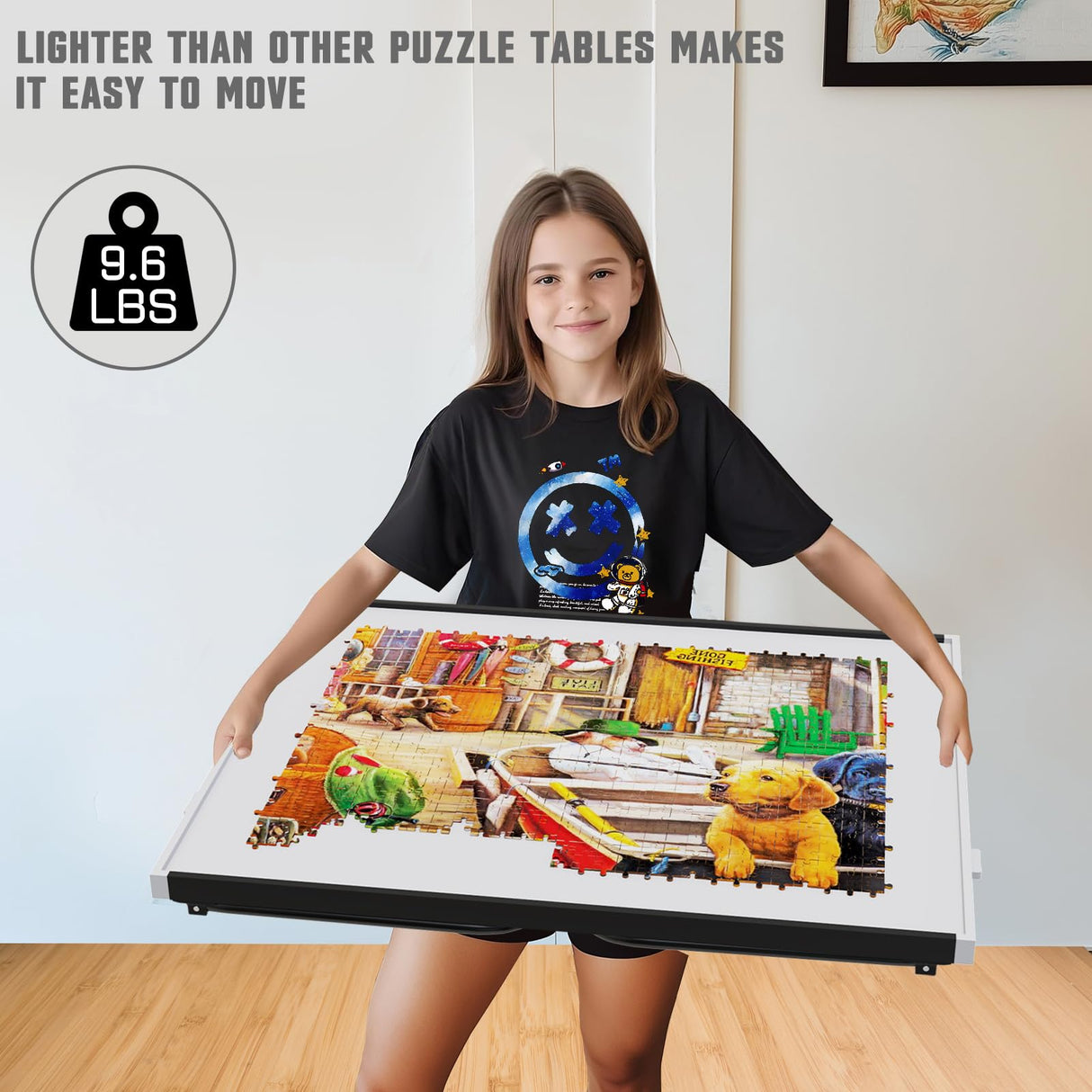 Puzzle Table 1500pcs,Jigsaw Puzzle Table Metal,Puzzle Table with Drawers,Puzzle Board with Legs,Grey and Black Color,Puzzle Tables for Adults with Drawers,Jigsaw Puzzle Board with Drawers Doerpuz