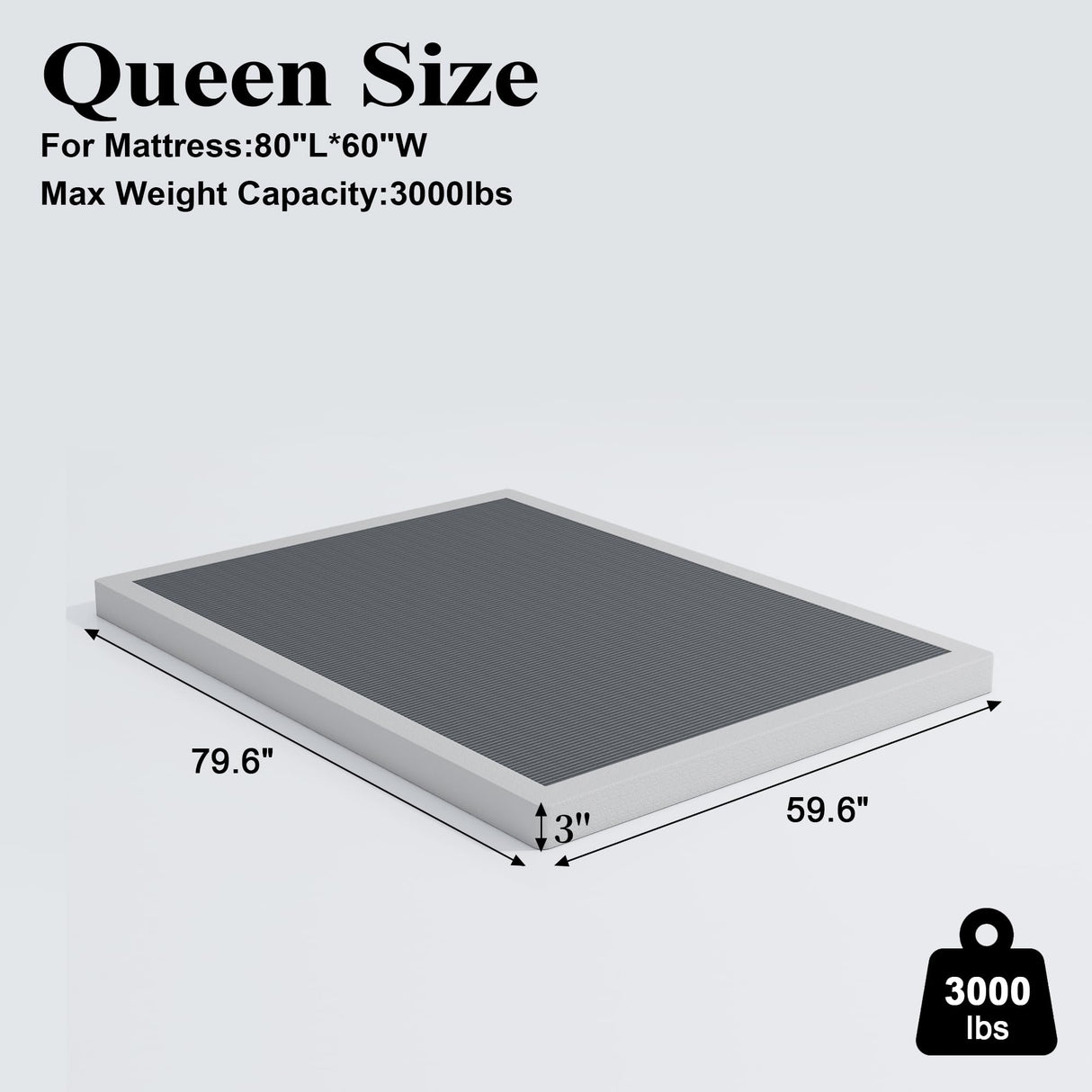 Vehowy Low Profile Box Spring Queen Size, 3 Inch Box Spring for Queen Bed, Heavy Duty Mattress Foundation, Metal Bed Base,Non-Slip,Easy Assembly Vehowy