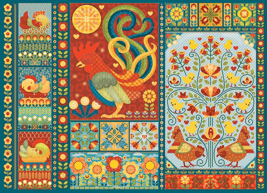 Cobble Hill 1000 Piece Puzzle - Scandi Chicken Quilt - Sample Poster Included Cobble Hill Puzzle Company Ltd.