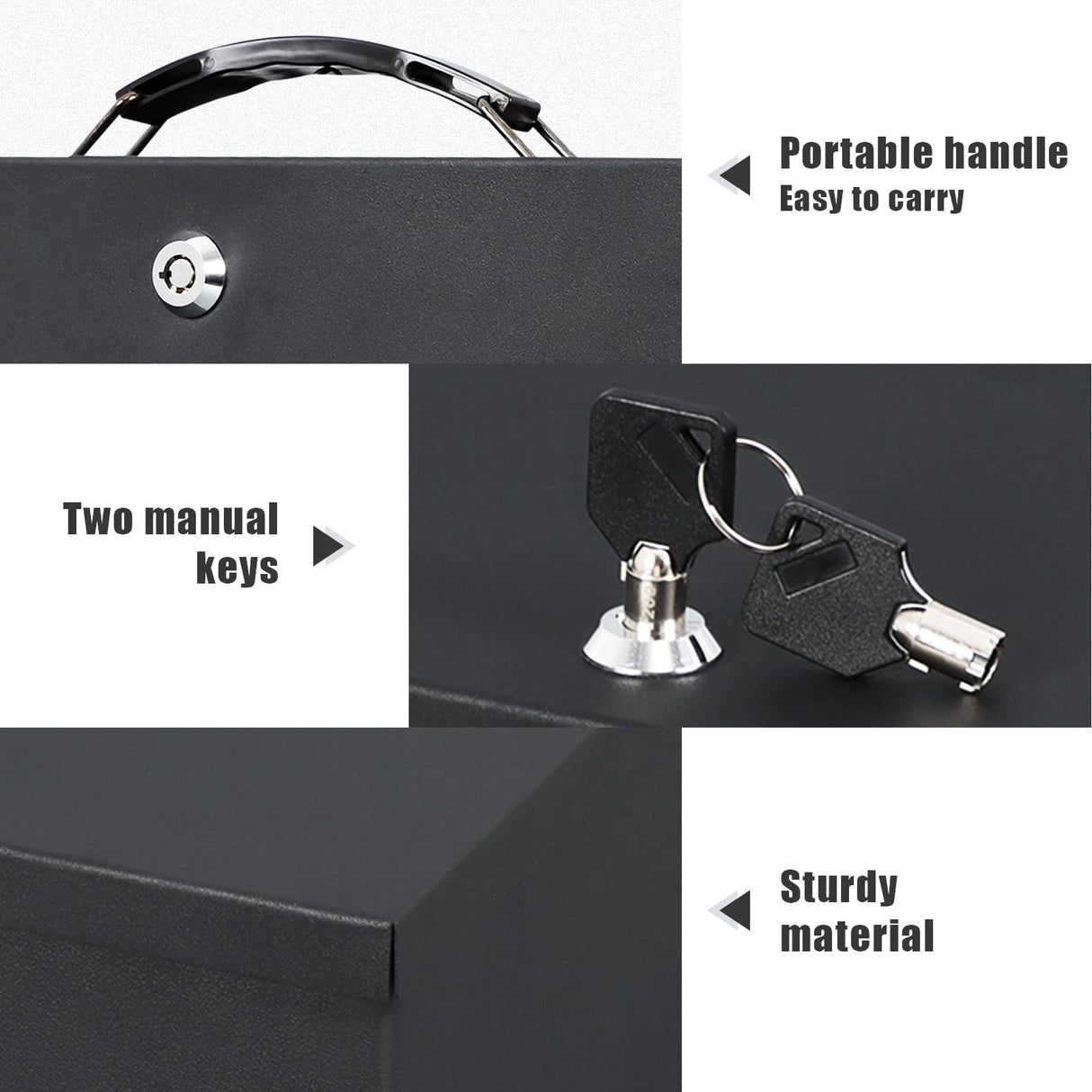 xydled Fire Resistant Safe Fire Safe Box with Key Lock for Home Office Security Storage for Valuables Documents,12.8 x 8.5 x 4.5 Inch,Black xydled