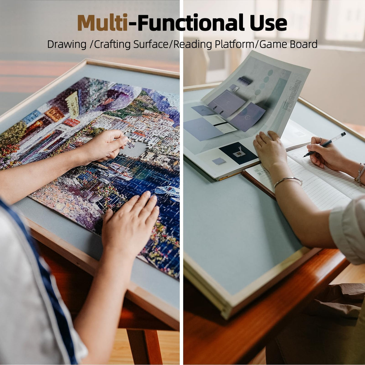 ALL4JIG 2000 Pieces 2-in-1 Tilting & Rotating Puzzle Board for Adults Gifts, Wooden Jigsaw Puzzle Table with 4 Drawers, 28.5" x 40.1" Portable Board with Lazy Susan and Cover ALL4JIG