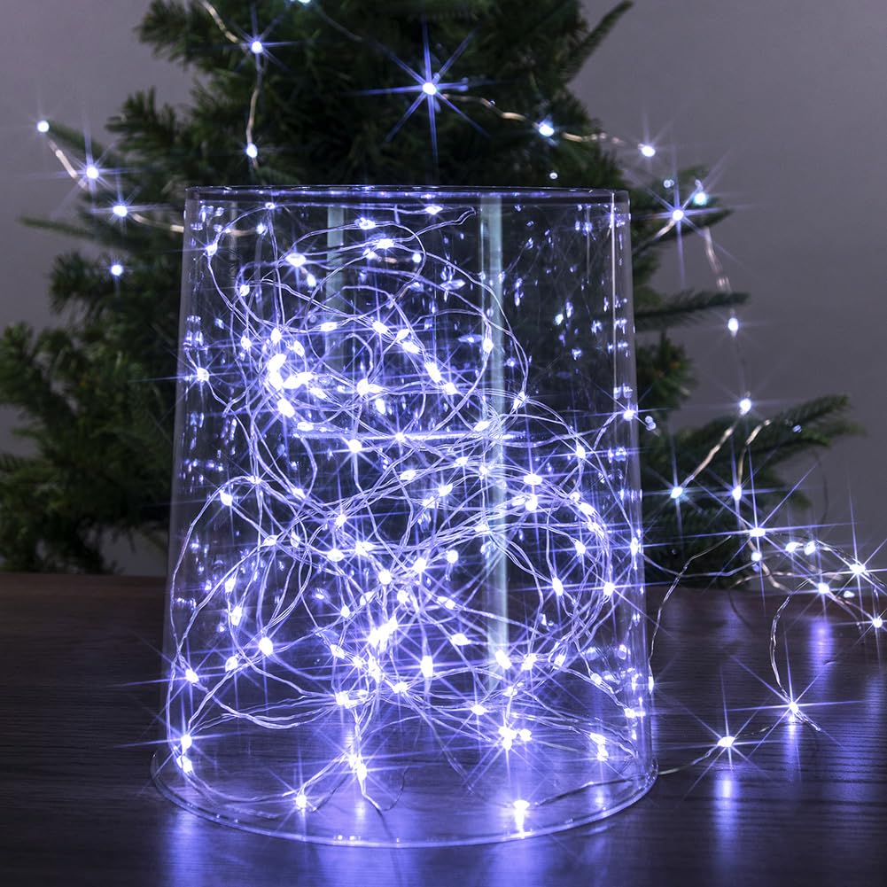 PCORES 328FT Long Fairy Lights 1000 LED Cool White Silver Wire Remote Control Indoor Outdoor Plug in String Lights for Bedroom Living Room Patio Porch Garden Christmas Tree PCORES