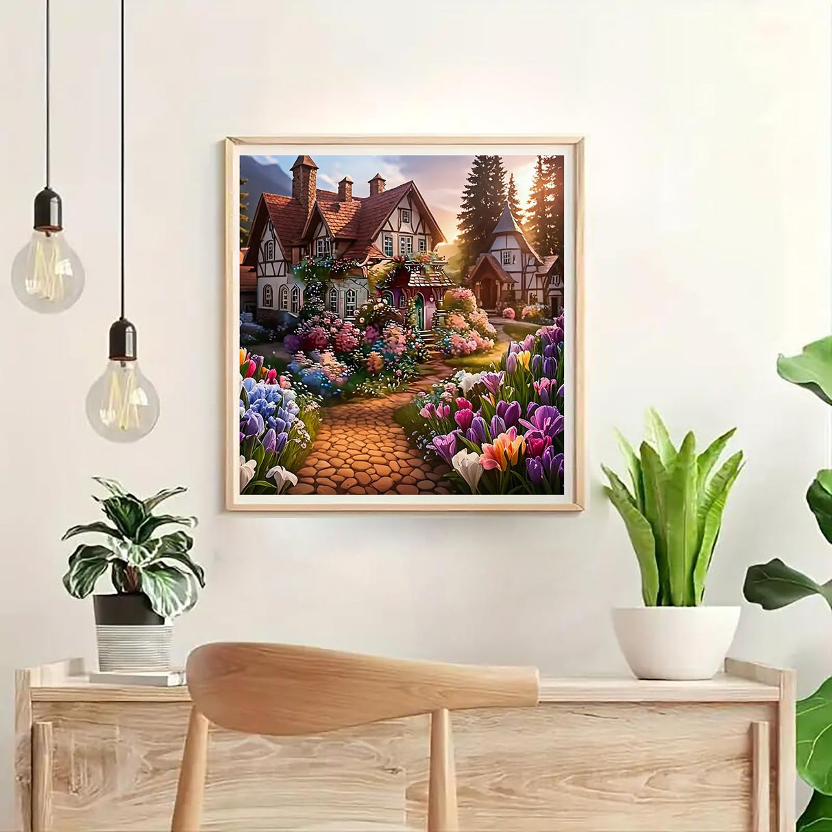 GXGLLPZBY 5D Diamond Painting Kit for Adults Beginners,DIY House Flower Paint by Diamond Art Kits,Suitability Friends Full Round Drill Diamonds Dots Gem Art,Home Wall Decor 13.78x13.78 Inch GXGLLPZBY