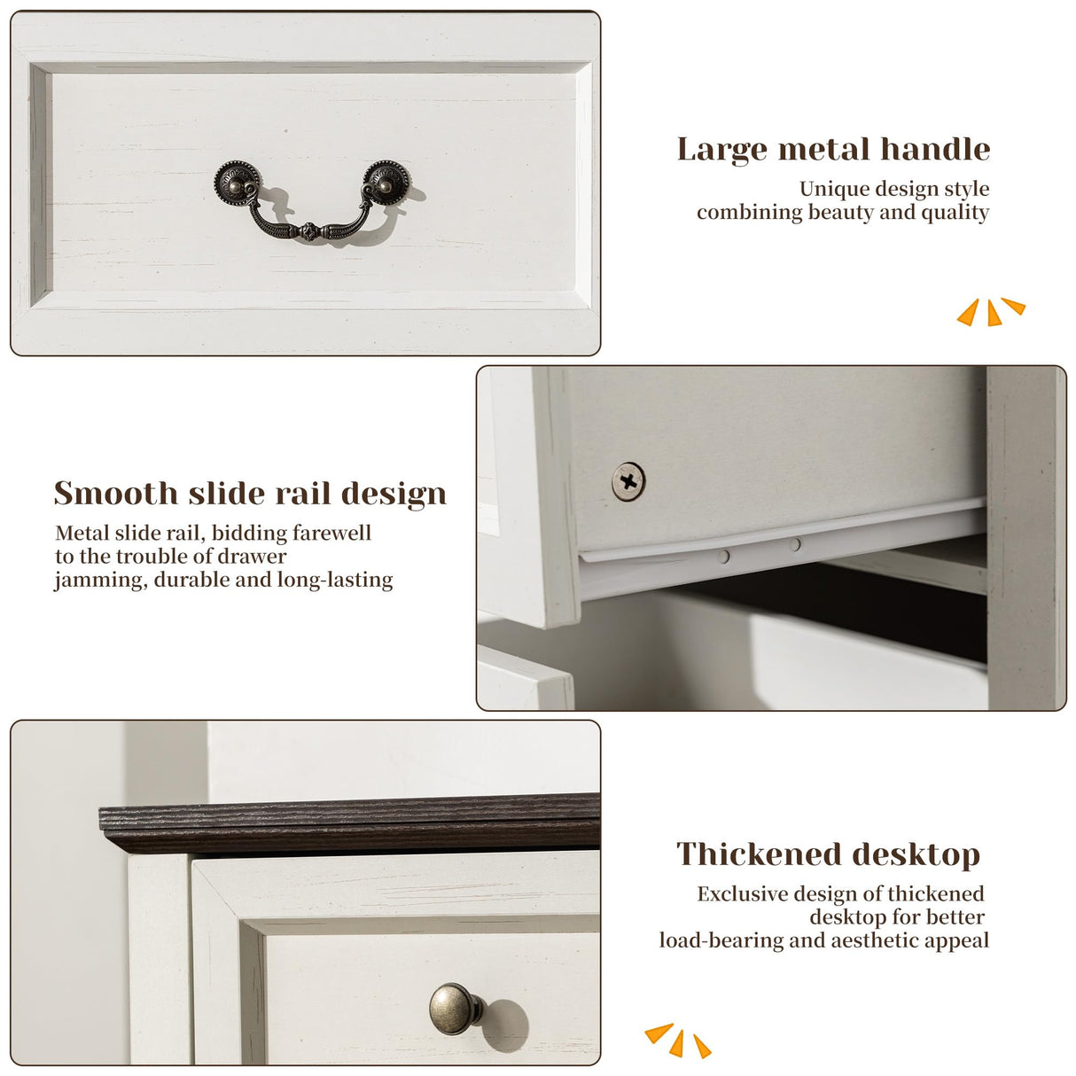 EnHomee 8 Drawers Dresser with Power Outlets and LED Lights,55" W Rustic Wooden Dressers & Chests of Drawers for Bedroom, Hallway, Closet, White, 55" W x 34.5" H x 15.7" D EnHomee