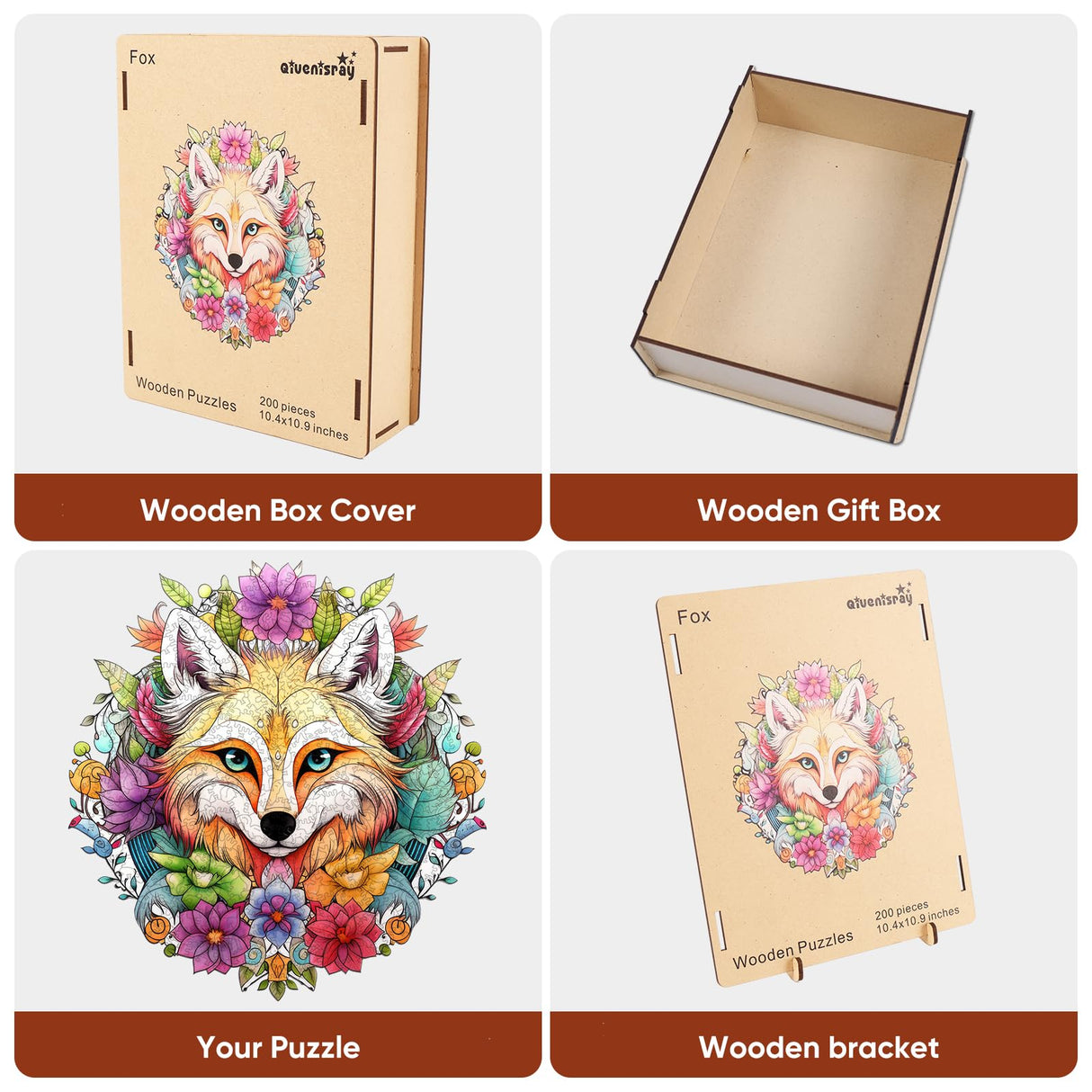 Qiuenisray Wooden Puzzles for Adults,Fox Wooden Jigsaw Puzzles 500pcs,15.7x16.5in,Royal,Unique Shape Animal Adult Puzzles,Irregular Wood Puzzles Creative Gift for Adults and Kids Family Game Qiuenisray