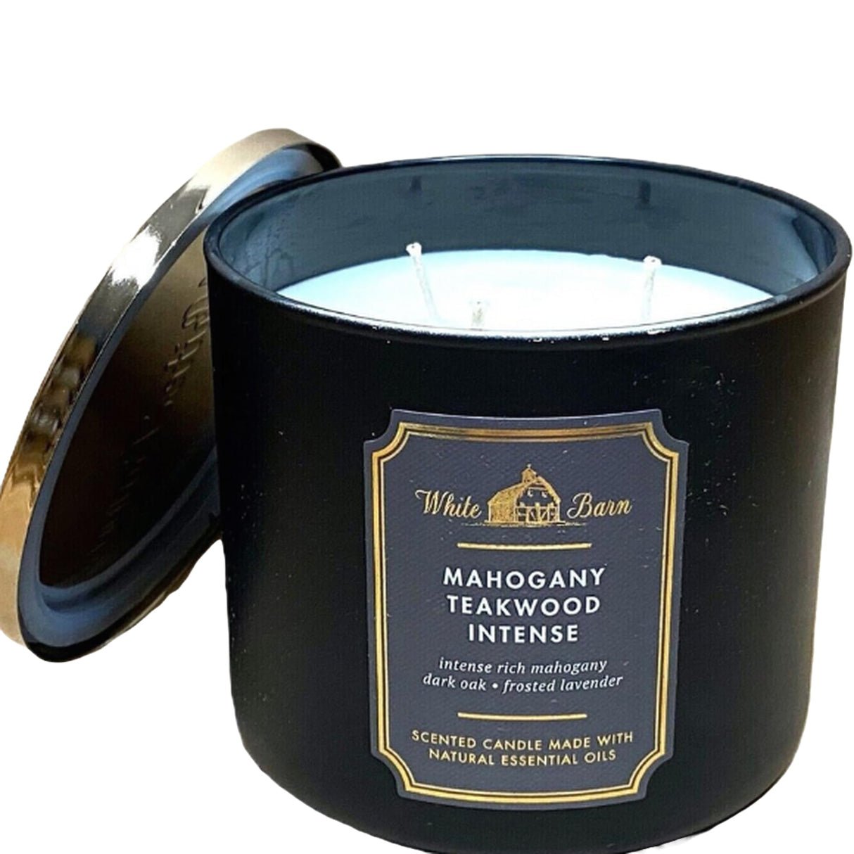 Bath & Body Works White Barn 3-Wick Candle in Mahogany Teakwood High Intensity, Scented Bath & Body Works