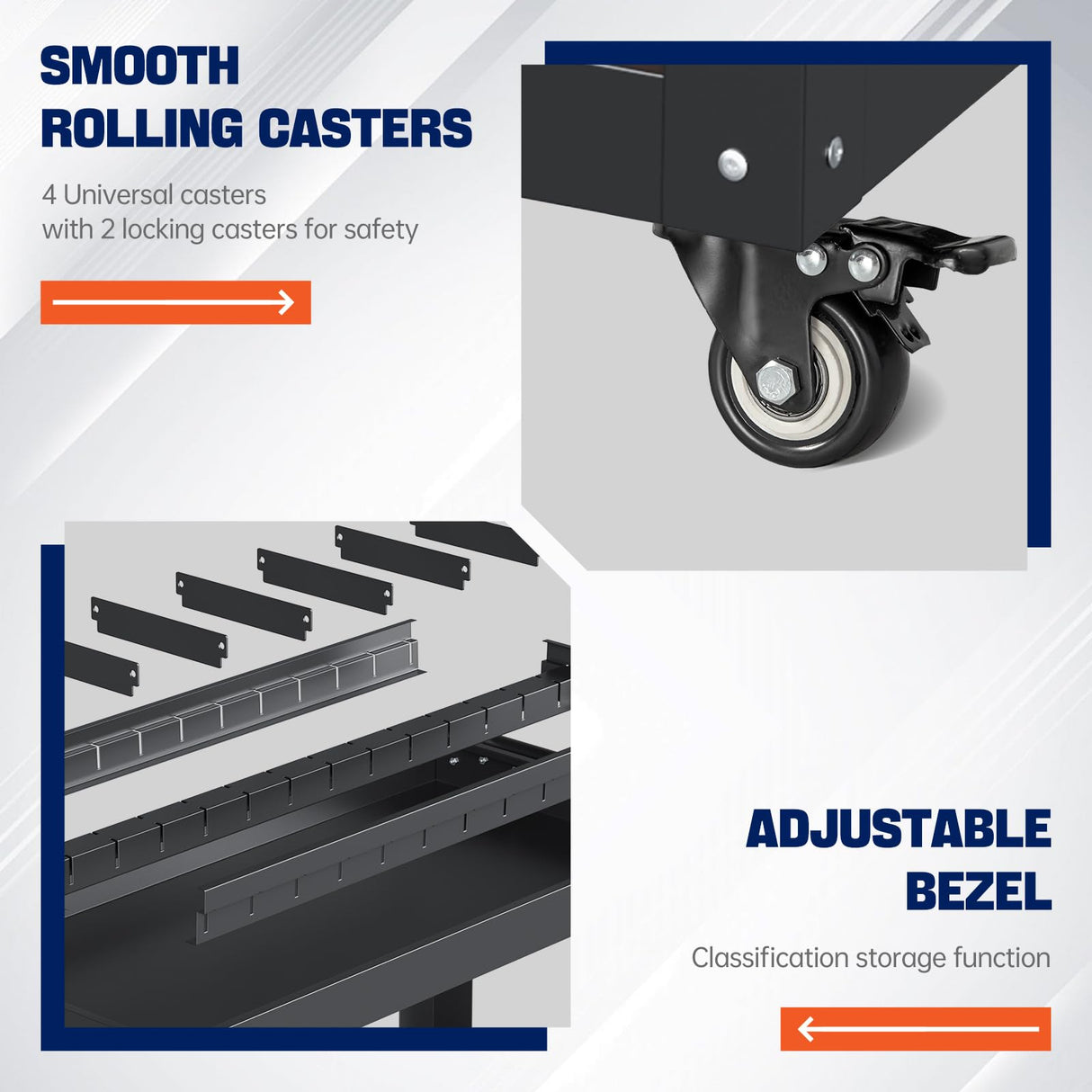 Yizosh 3 Tier Rolling Tool Cart on Wheels, 440 LBS Capacity Heavy Duty Metal Utility Cart Wagon, Industrial Commercial Service Tool Cart Storage Organizer for Mechanics, Garage, Warehouse Yizosh