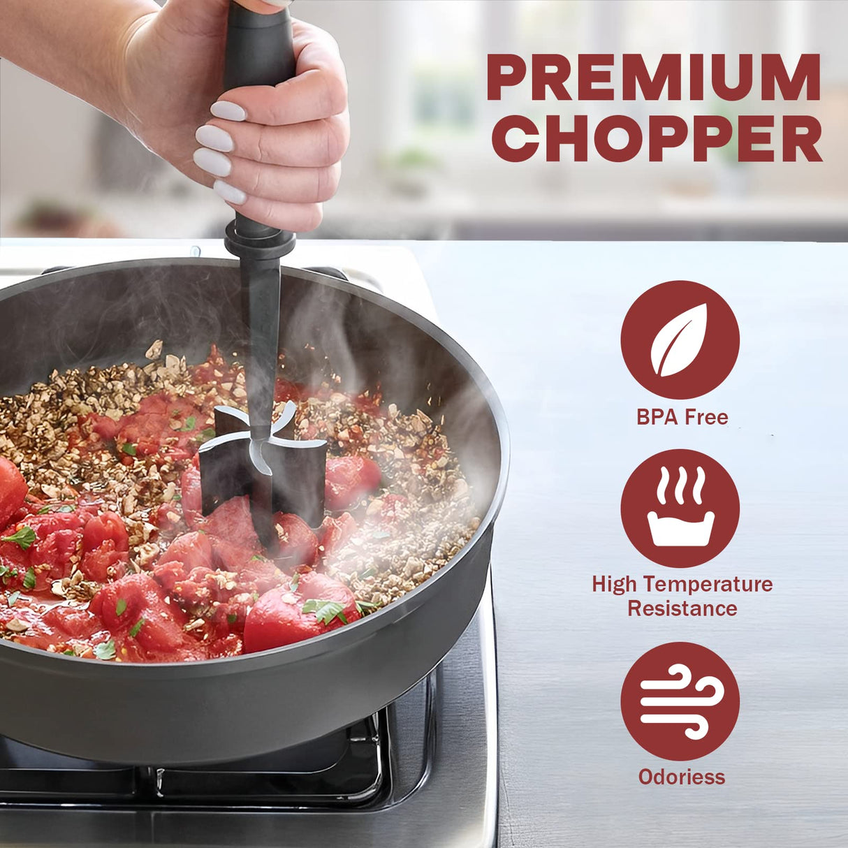 Meat Chopper for Hamburger, Premium Heat Resistant Masher and Smasher for Ground Beef, Ground Turkey and More, Nylon Ground Beef Chopper Tool and Meat Fork, Non Stick Mix Chopper PGYARD