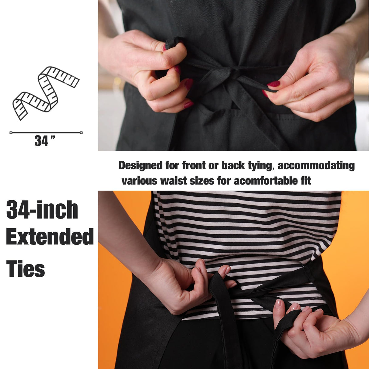 NOBONDO 12 Pack Bib Apron - Unisex white Apron Bulk with 2 Roomy Pockets Machine Washable for Kitchen Crafting BBQ Drawing NOBONDO