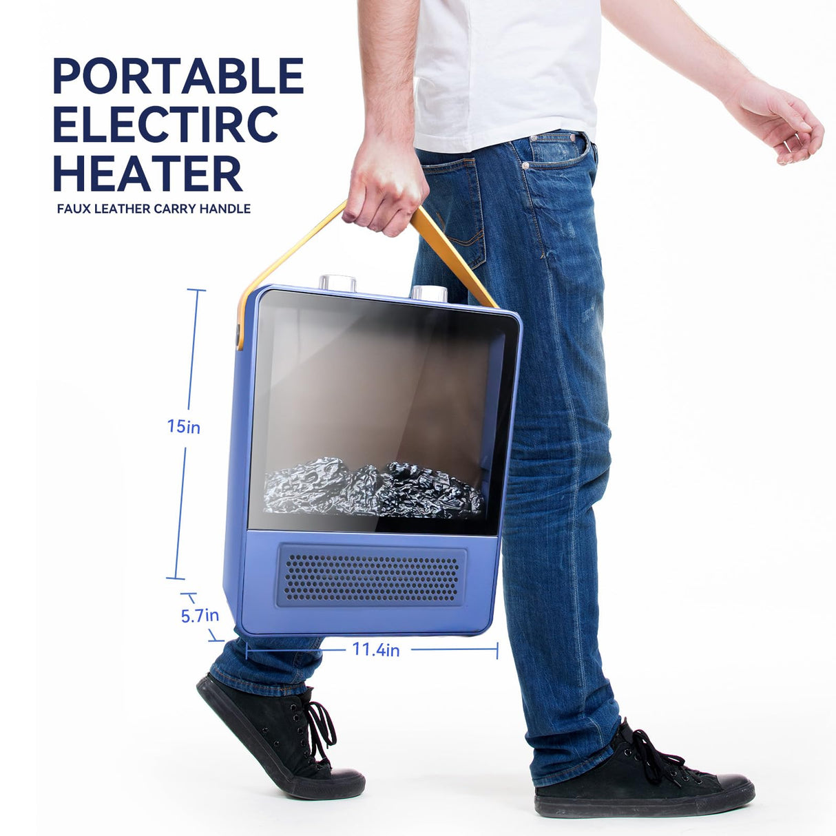 TEMPWARE Electric Fireplace Heater, 1500W Portable Space Heater, Fireplace with Realistic 3D Flame Effect and Overheating Safety Protection, Quiet and Safe for Indoor Use Office Bedroom TEMPWARE