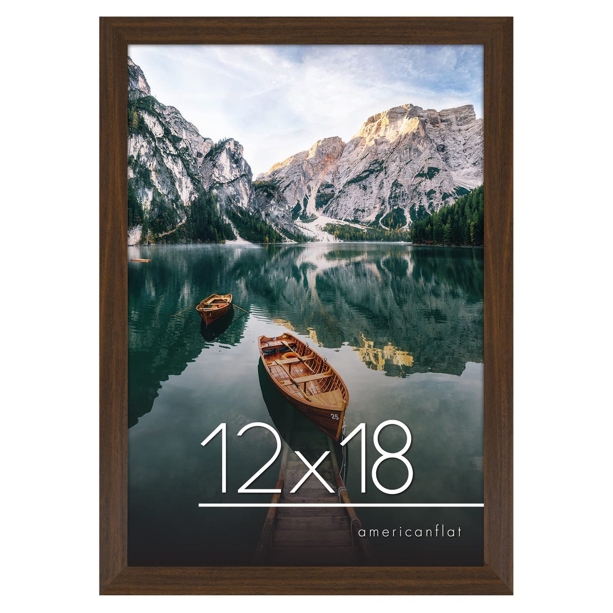 Americanflat 12x18 Poster Frame with Shatter-Resistant Glass - Gallery Style Frame with Engineered Wood - Signature Collection - Photo Frame for Wall Display - Walnut Americanflat