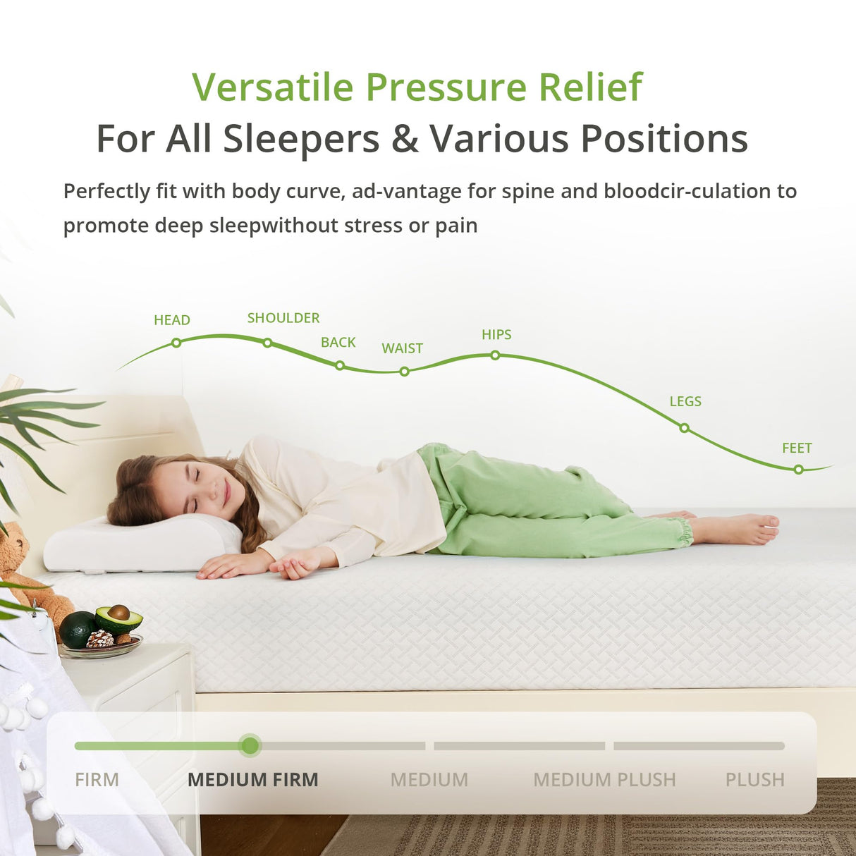 EGOHOME Twin Size Memory Foam Mattress, 12 Inch Bed Mattress in a Box with Cooling Green Tea Gel, Relieve Pressure with Medium Support, CertiPUR-US Certified, 75''L x 38''W, White EGOHOME