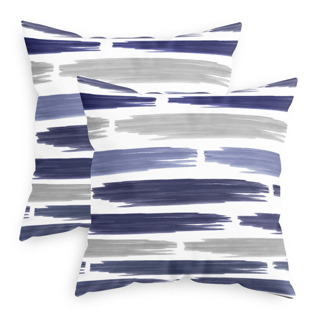 CaliTime Throw Pillow Cases Pack of 2 Cozy Fleece Abstract Geometric Texture Decorative Cushion Covers for Couch Bed Sofa Farmhouse Decoration 18 X 18 Inches Navy Blue CaliTime