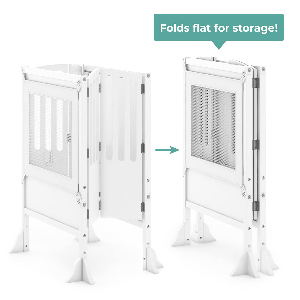 Guidecraft Contemporary Double Kitchen Helper® Stool - White: Extra-Wide Foldable Safety Tower for Two Toddlers; Adjustable Height, Wooden Counter Step Stool | Little Kids Learning Furniture Guidecraft