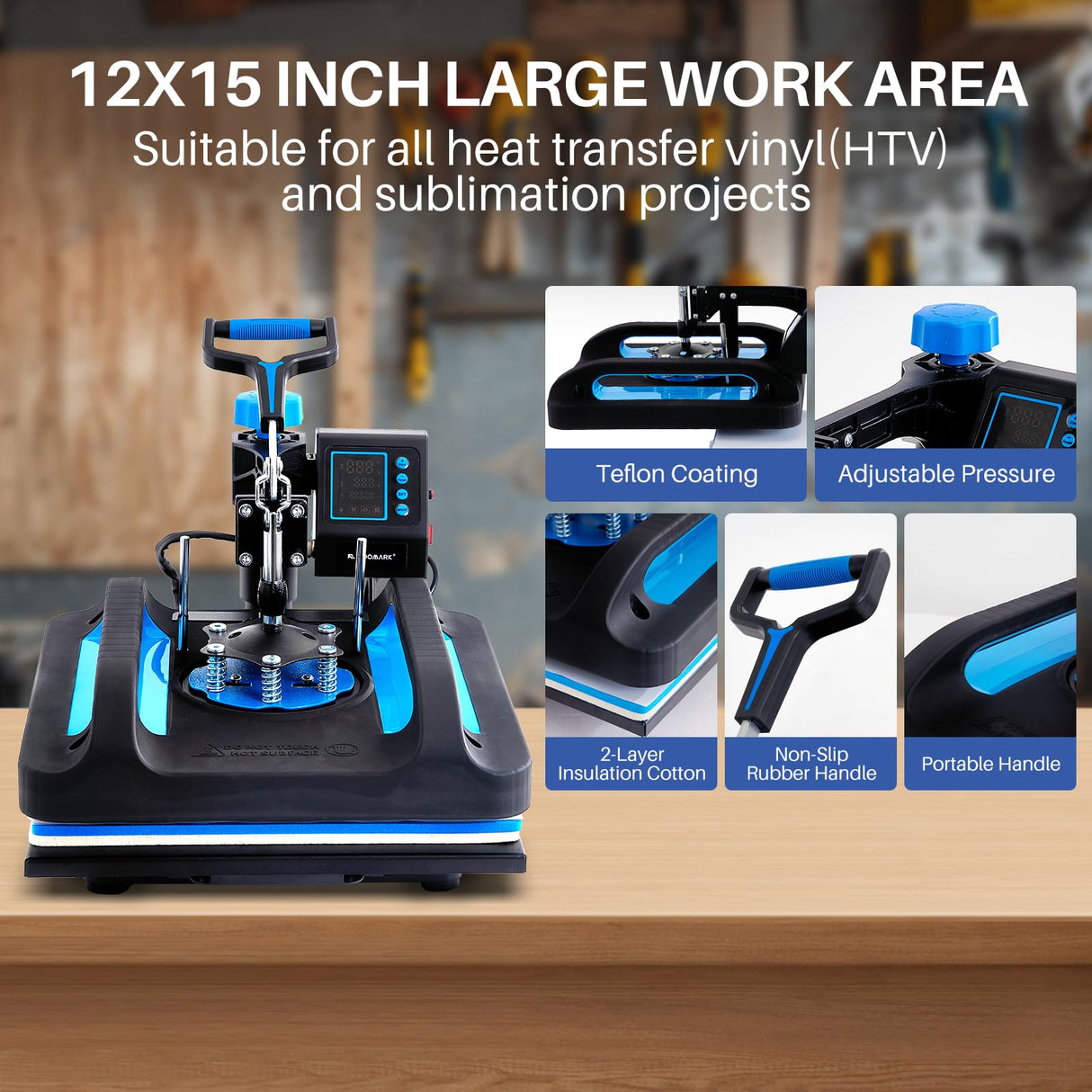 15"x15" Heat Press Machine,with Upgraded Smart Controllers, Counting Function, 8 in 1 Multifunction Sublimation Combo Heat Transfer Machine for T-Shirts, Hat,Mug,Plate BOVONO