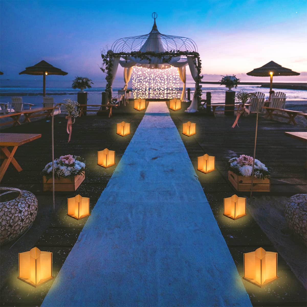 FuHigh 10Pack 6”Paper Floating Candle Lantern,Wooden Water Lanterns with Candles,Outdoor Patio Decor for Pool Parties,Wedding,Memorials,Garden (10Lanterns with Candles) FuHigh