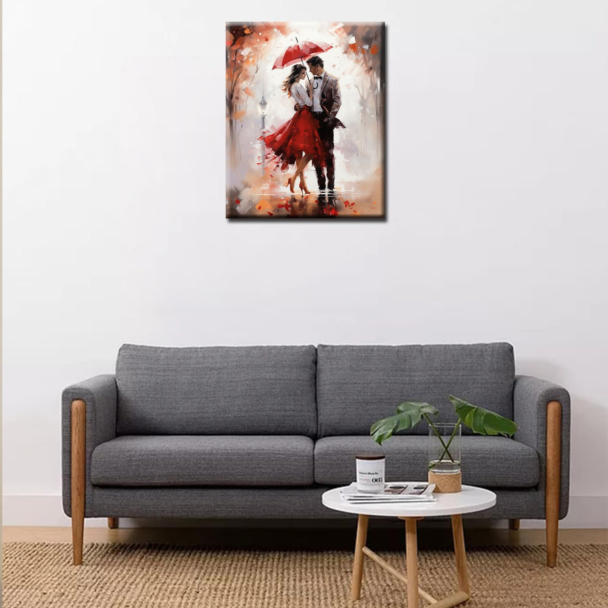 Tucocoo Romantic Couple Paint by Numbers Kits 16x20 inch Canvas DIY Digital Oil Painting for Adults with Brushes and Acrylic Pigment - Lover Red Umbrella Picture for Home Decor Gift (Without Frame) Tucocoo