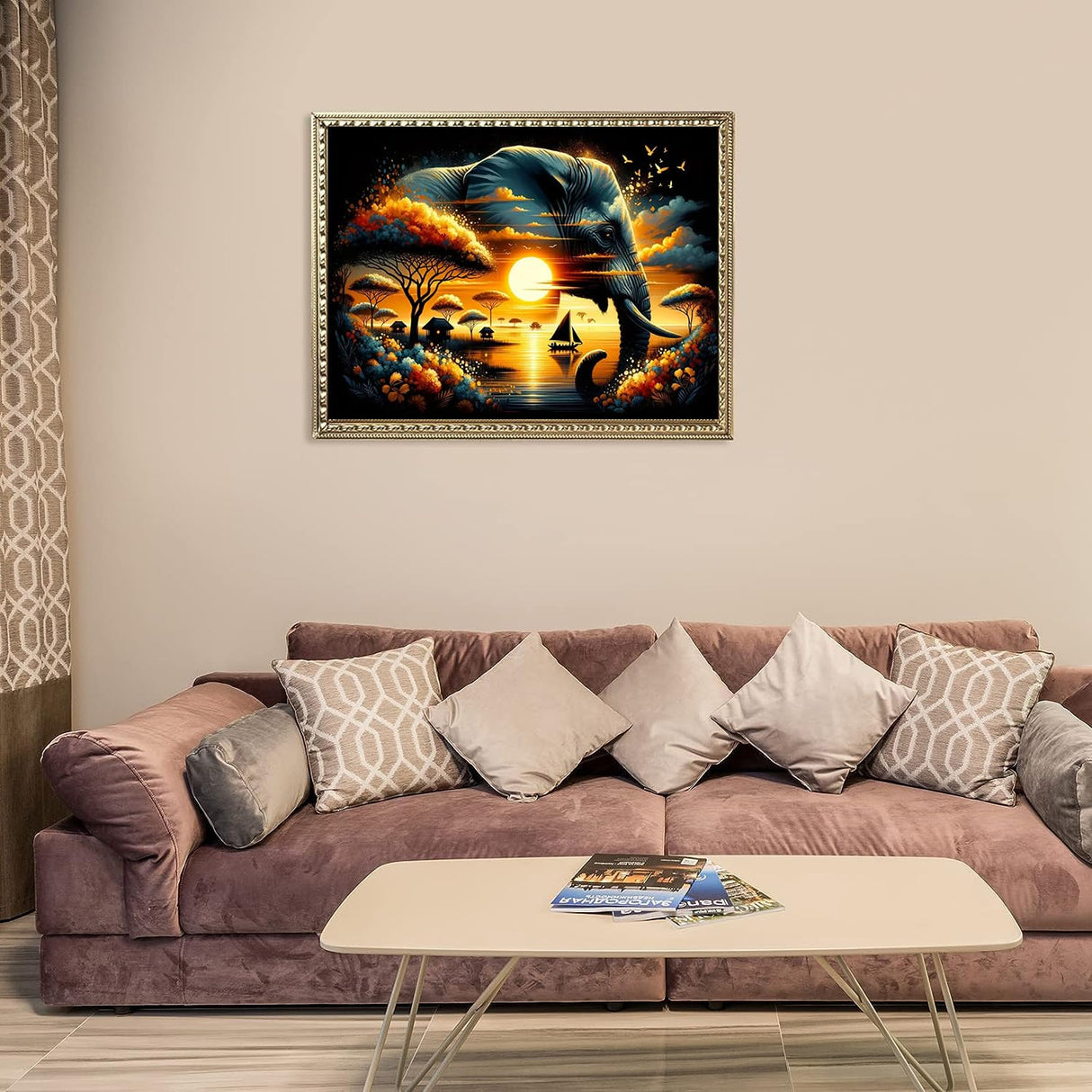 Elephant Diamond Art Kits for Adults, Diamond Painting Kits for Adults, 5D DIY Full Drill Animal Gem Craft Arts Diamond Round Dots Picture for Gifts Home Wall Decor 16" x 12" croshom