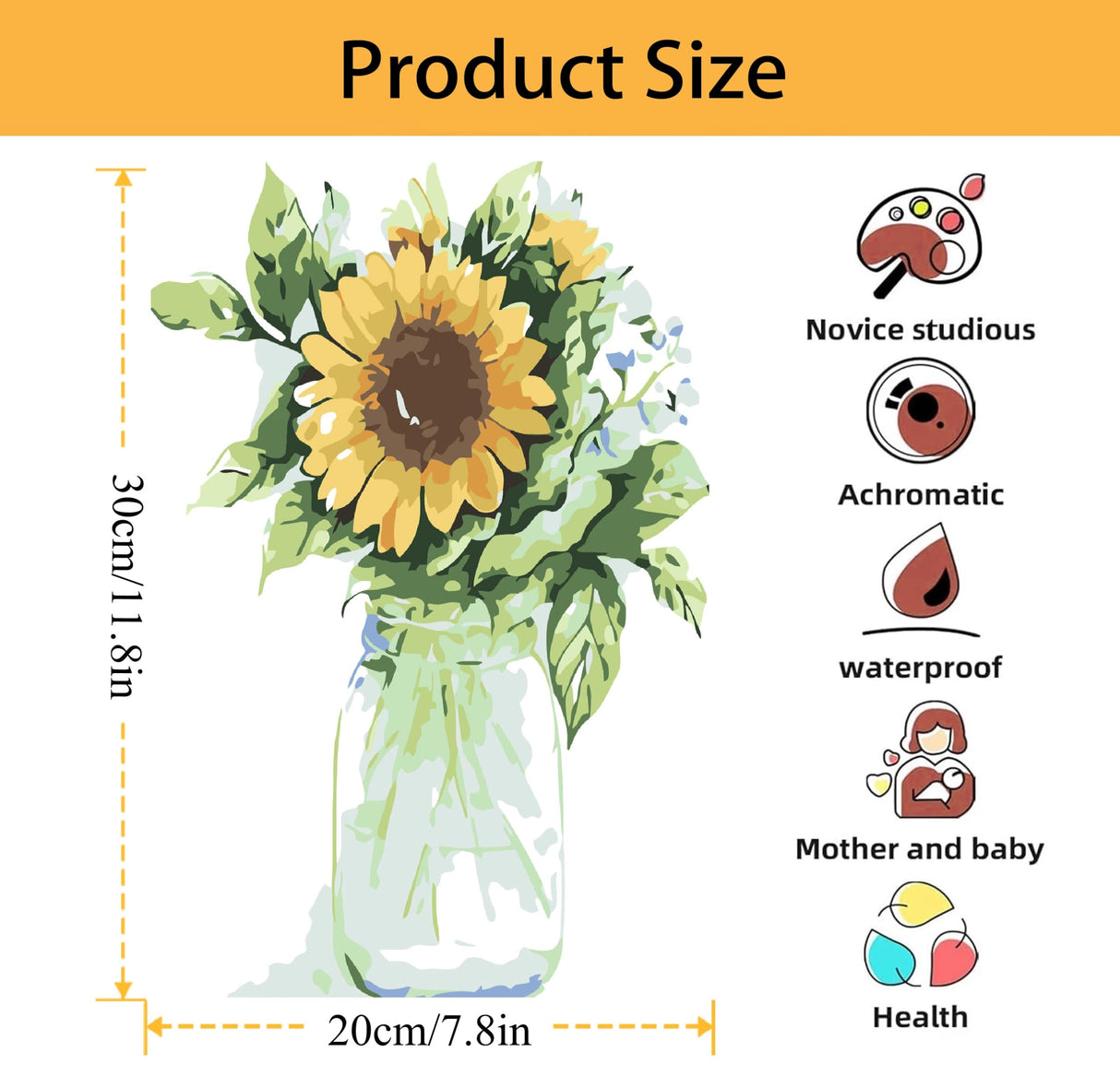 Mowana Sunflower Paint by Numbers Kit for Adults-Paint by Numbers for Adults Beginner with Frame and Easel, Painting by Numbers for Gift Home Wall Decor(8 * 12 Inch) Mowana