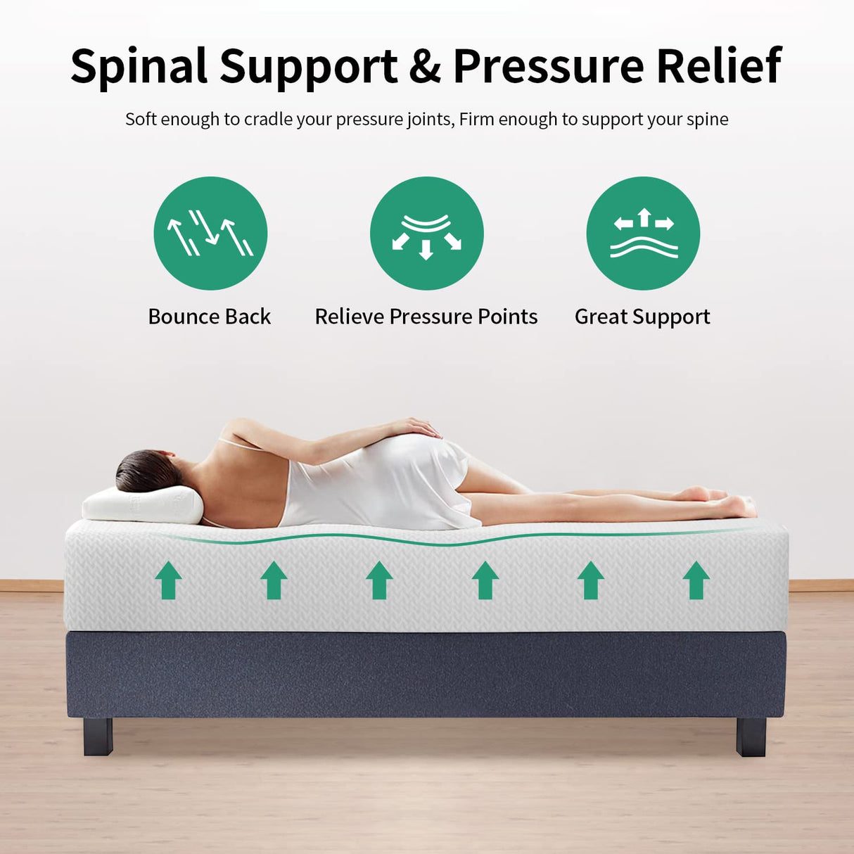 Pay Lesshere 12 Inch Queen Green Tea Mattress/Breathable Mattress for Cool Sleep & Pressure Relief/Medium Firm Mattresses/CertiPUR-US Certified/Bed-in-a-Box/Pressure Relieving (12 inch, Queen) PayLessHere