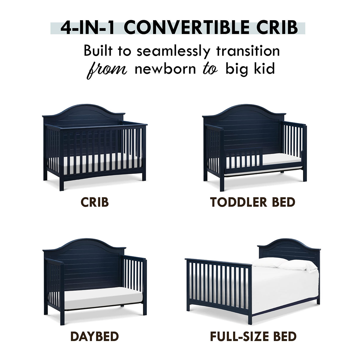 Carter's by DaVinci Nolan 4-in-1 Convertible Crib in Navy, Greenguard Gold Certified DaVinci