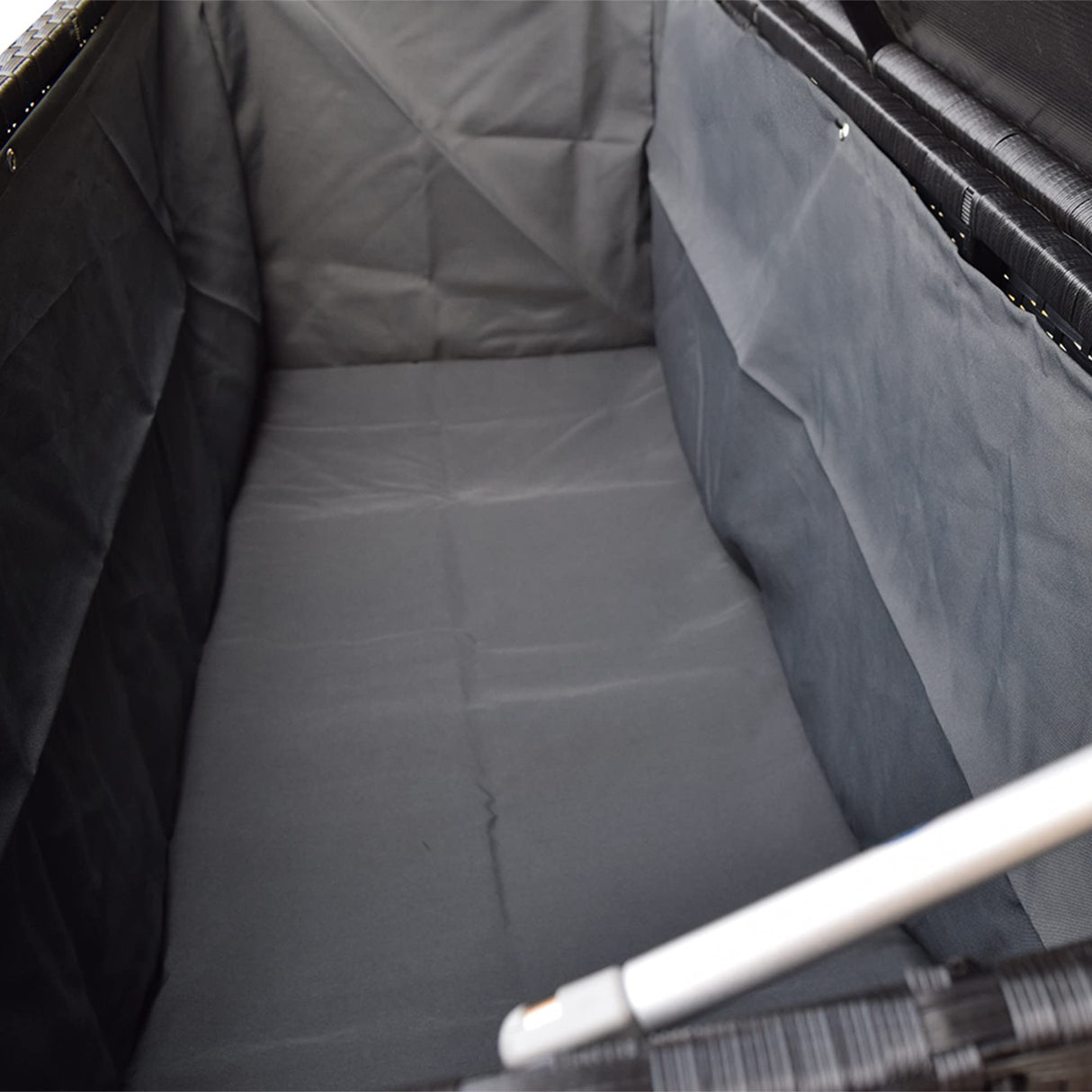 Oakland Living 113 Gallon Outdoor Storage Box, Patio Rattan Deck Box, Wicker Storage Bench for Indoor, Outdoor, Pool, Balcony, Yard, Garden, Black Oakland Living