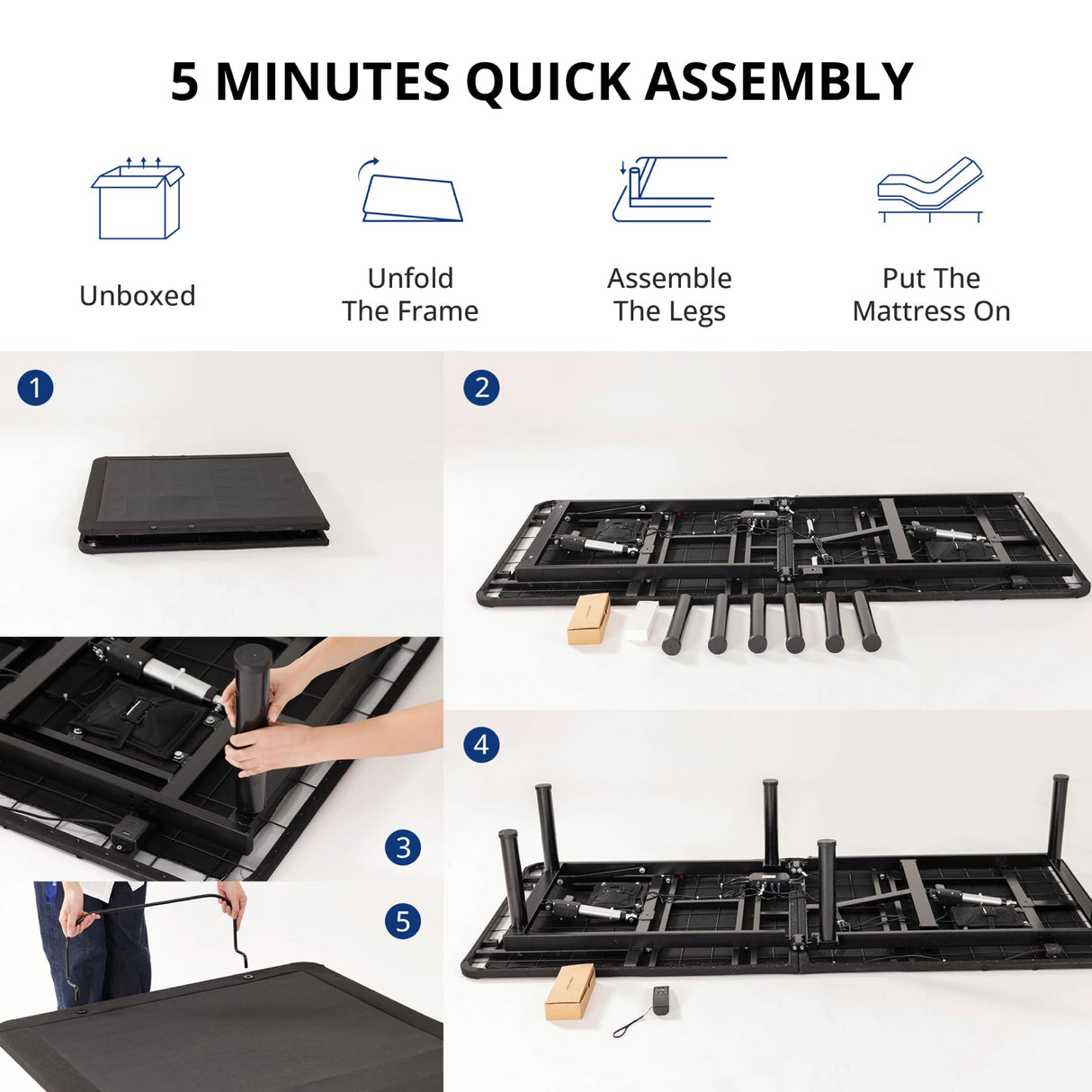 Dyonery Split King Adjustable Bed Base Frame with Wireless Remote + 14 Inch Copper Memory Foam Mattress Bed in a Box, Head and Foot Incline & Massage, Zero Gravity, Fiberglass Free, 80" × 76" Dyonery