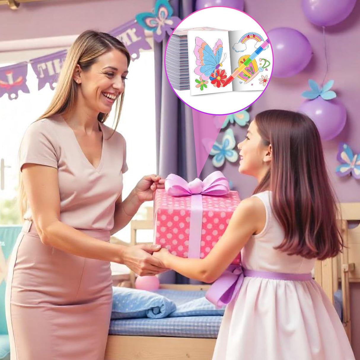 BenLouis 12 Butterfly Mini Coloring Books Kids with 12 Stacking Crayons Butterfly Theme Party Favors Small Activity Books Bulk for Kids Spring Fairy Birthday Party Gift Goodie Bag Stuffers BenLouis