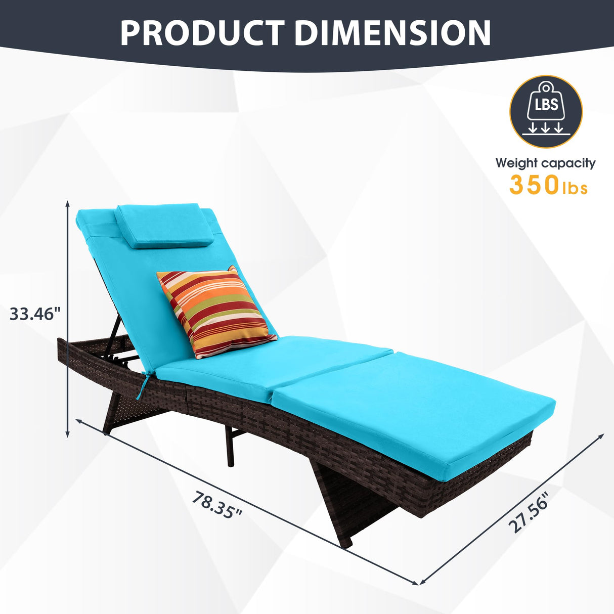 Sundale Outdoor Wicker Chaise Lounge Chair Set of 2, Rattan Patio Lounge Chairs for Outside, Adjustable Recliner with Cushions & Pillows for Deck, Indoor, Yard - Steel, Aruba Sundale Outdoor