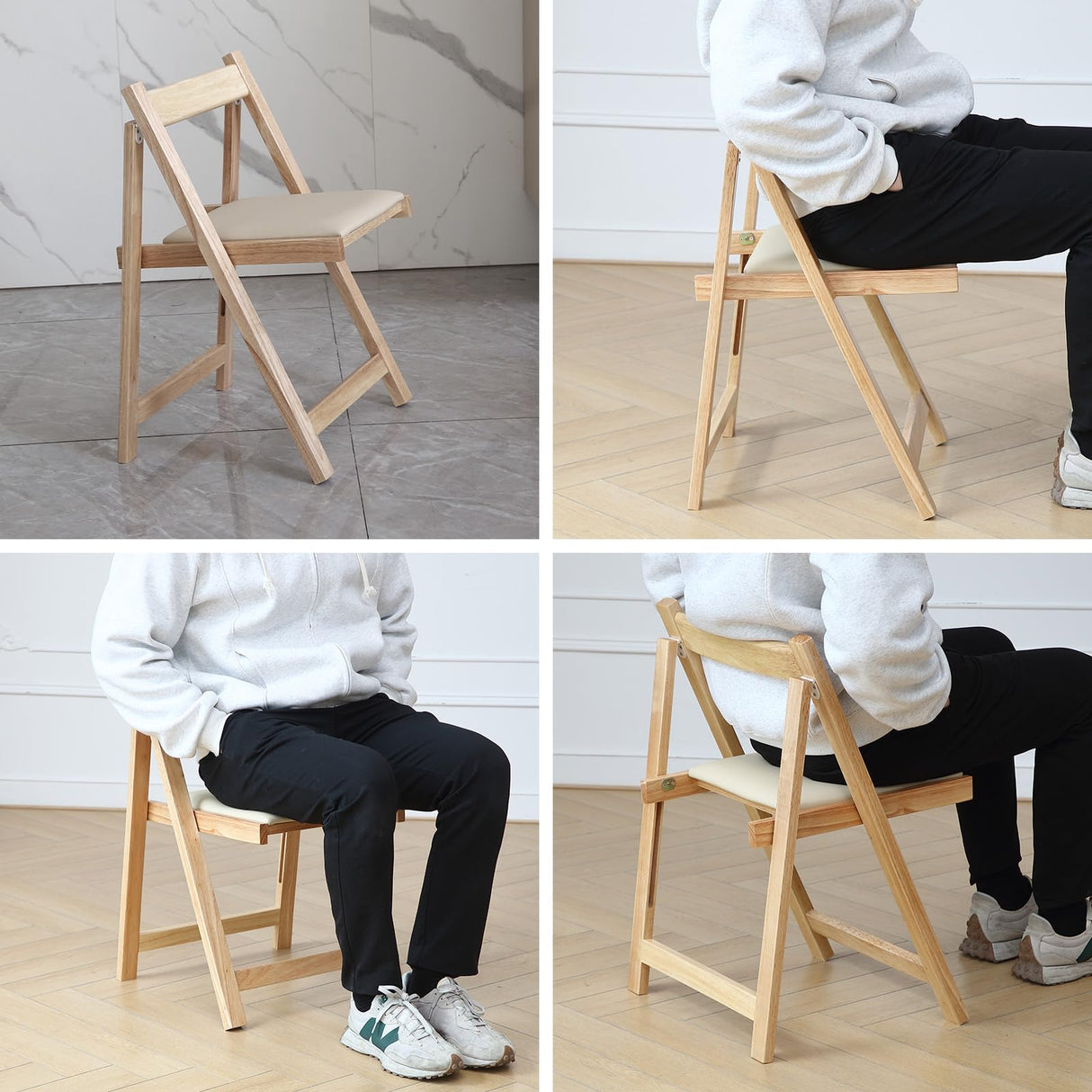 COMUHOME Folding Dining Chairs with Padded Seat Lightweight sillas para Fiestas,2 Pack Folding Chair for Dinner,Party Wedding,Picnic Event, 196LB Weight Capacity(Wood) COMUHOME