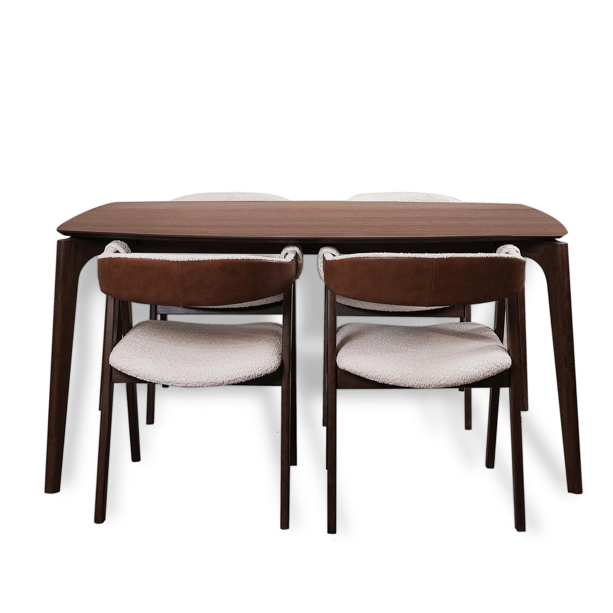 CONSDAN Dining Table Set for 4-6, Includes 1 Table & 4 Chairs, Walnut Veneer Top, Solid Wood Frame, Natural Wood Grain, Easy Assembly, Modern Design CONSDAN