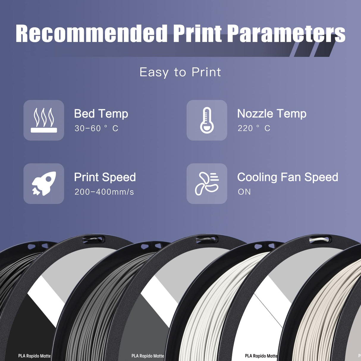 R QIDI TECHNOLOGY Matte PLA Filament 1.75mm, 3D Printer Filament PLA Rapido Matte 1kg Spool (2.2lbs), Suitable for Hyper Speed Printing, 3D Printing Filament Fit Most FDM 3D Printers, Matte Black R QIDI TECHNOLOGY