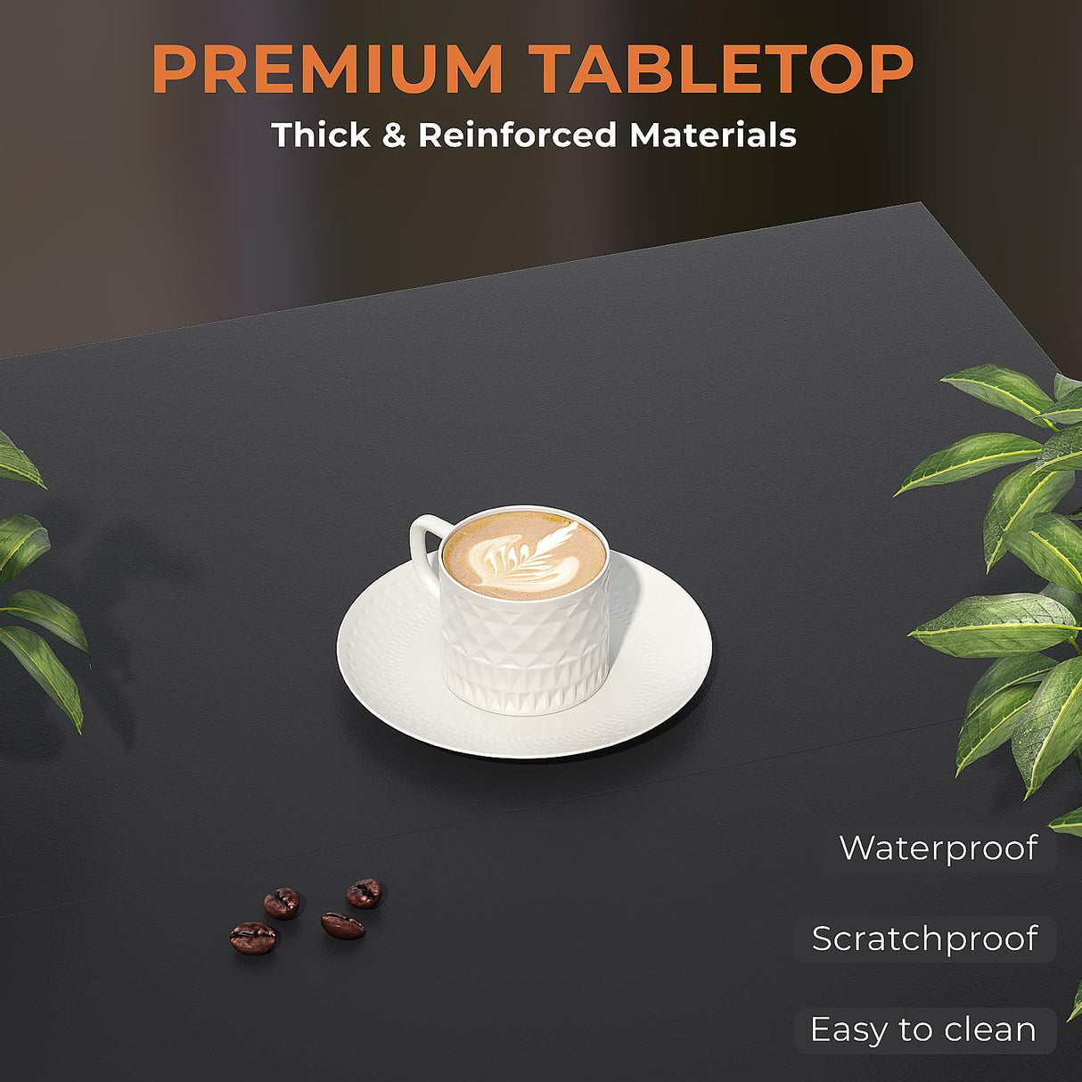 GreenForest Coffee Table with Storage for Living Room, Small Square Center Tables with Seamless One-Piece Tabletop Farmhouse Style, Black GreenForest