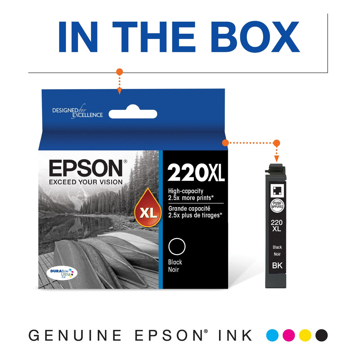 EPSON 220 DURABrite Ultra Ink High Capacity Black Cartridge (T220XL120-S) Works with WorkForce WF-2630, WF-2650, WF-2660, WF-2750, WF-2760, Expression XP-320, XP-420, XP-424 Epson