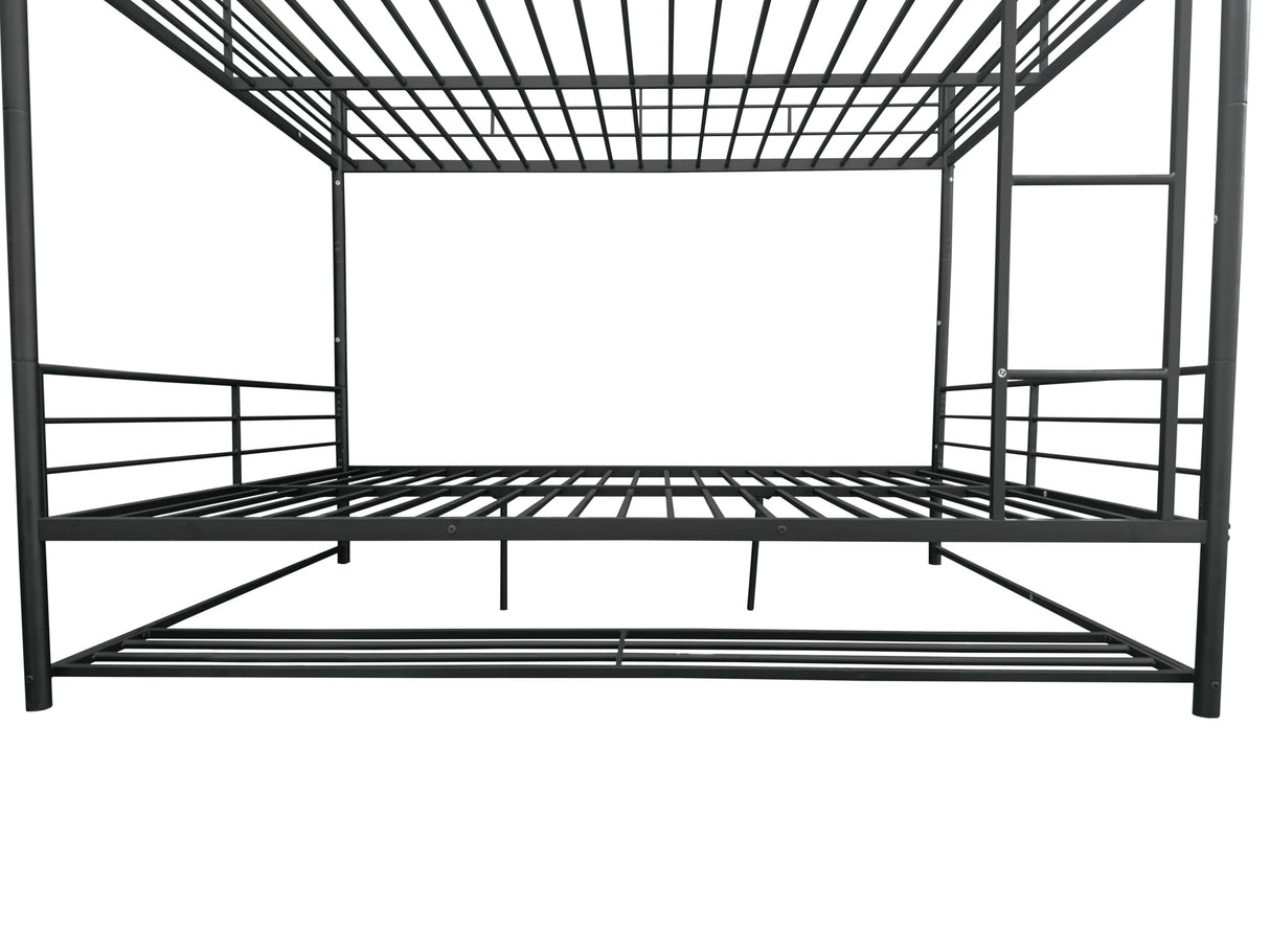 PVWIIK Queen Over Queen Bunk Bed with Shelf & Full Length Guardrail,Convertible Bunk Bedframe w/Ladder for Adults,Teens, Kids,No Box Spring Needed, Black PVWIIK