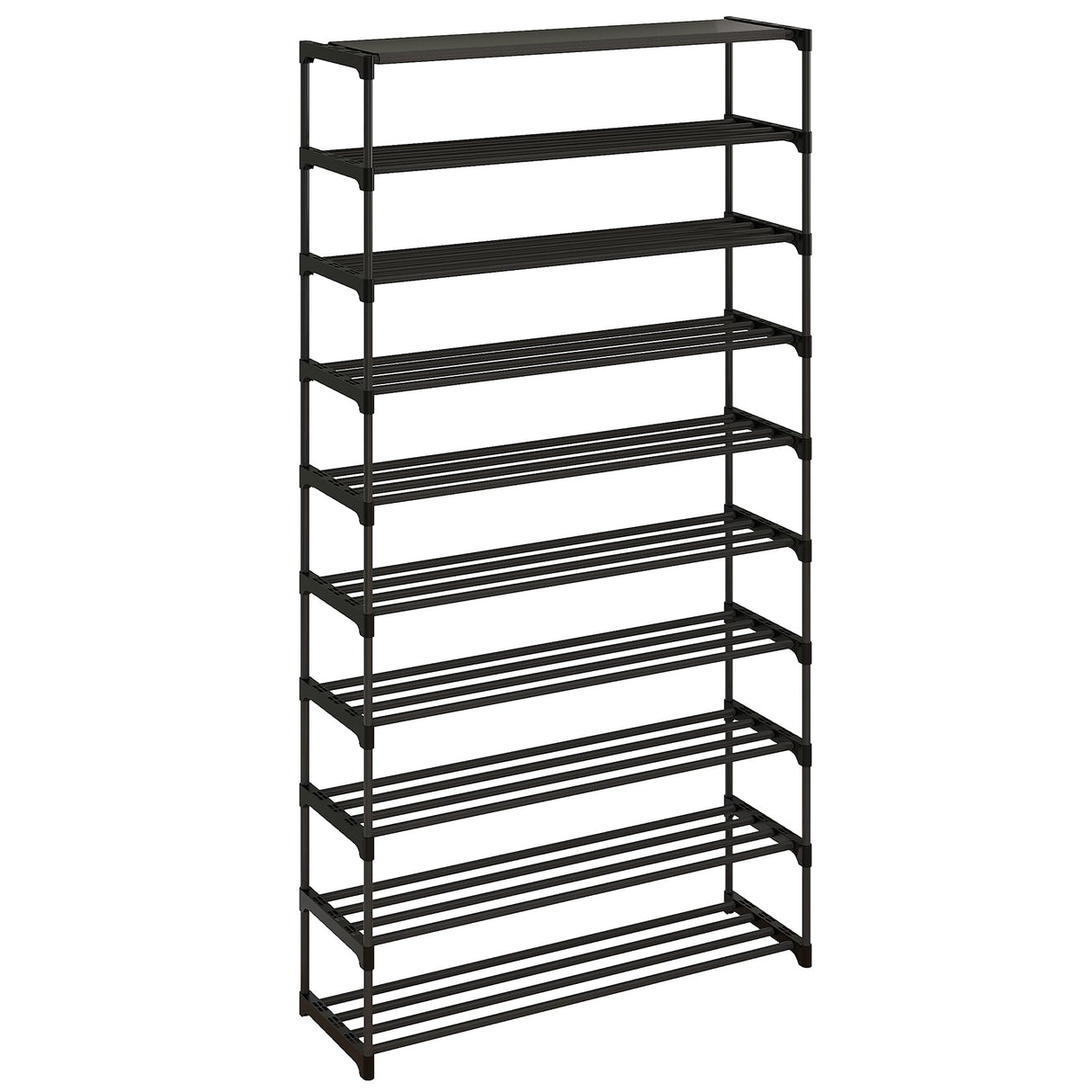 Calmootey 10-Tier Shoe Rack, Tall Large Capacity 50 Pairs Shoes Storage Organizer, Stackable Wide Shoe Shelf for Entryway, Hallway, Black Calmootey