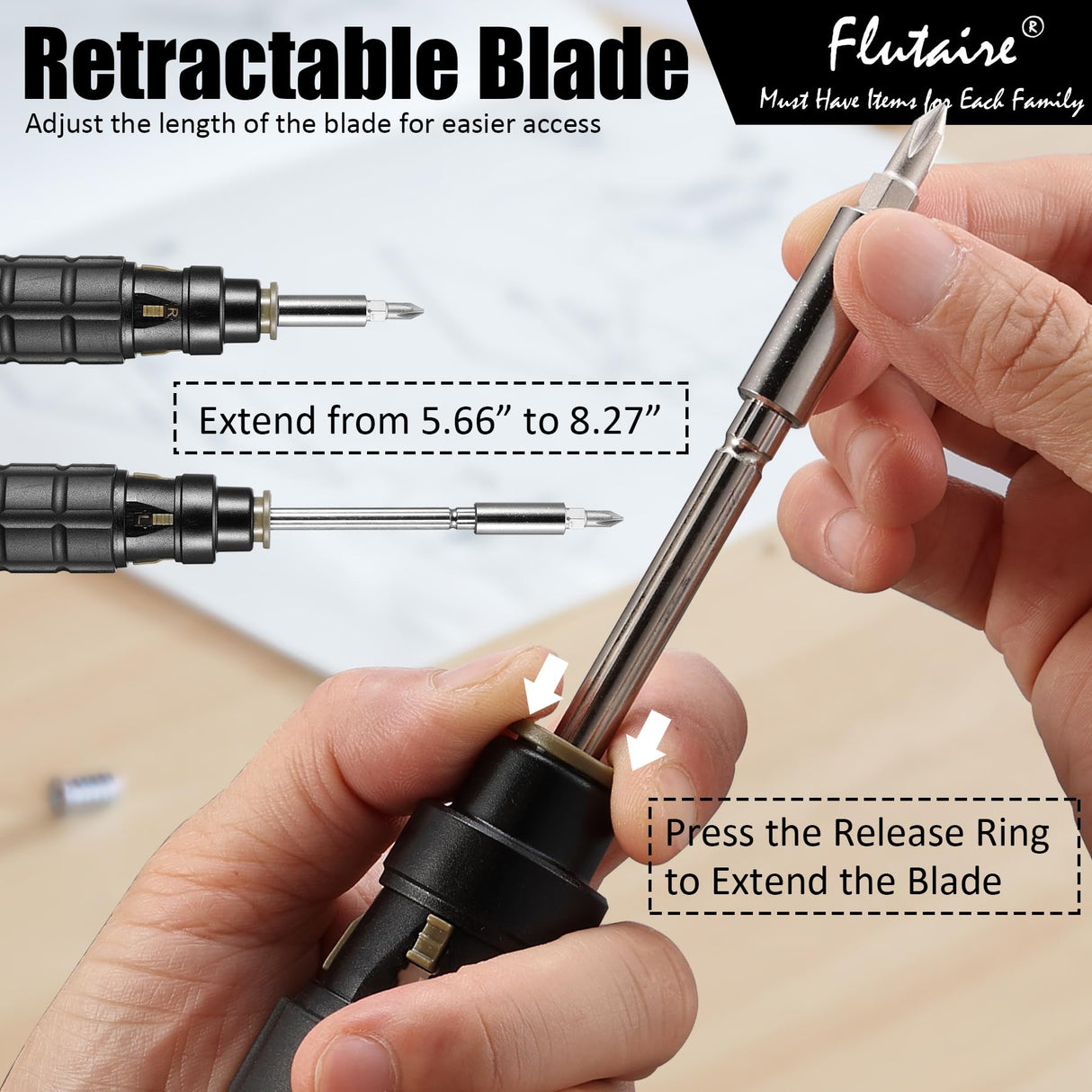 10-in-1 Multi Screwdriver, Multi-Bit Magnetic Ratcheting Screwdriver with Phillips/Slotted/Torx/Hex Bits and 1/4-Inch Nut Driver, All in One Multihead Screwdriver with Belt Pouch Flutaire