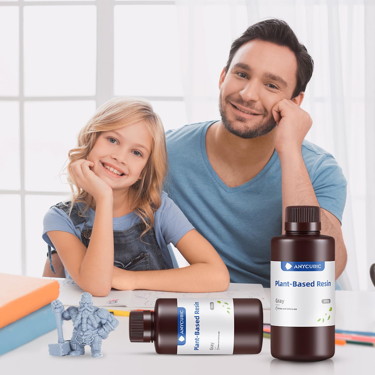 ANYCUBIC 3D Printer Resin, 405nm Plant-Based Rapid Resin, Low Odor, Photopolymer Resin for LCD 3D Printing,1kg Grey ANYCUBIC