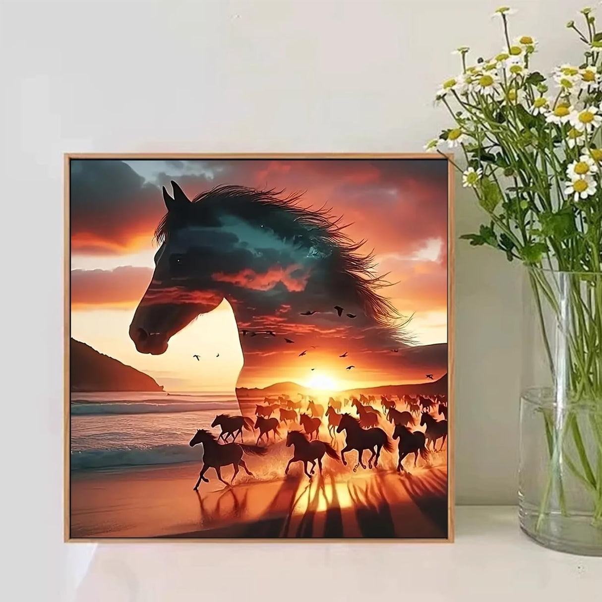 Mandun Paint by Numbers for Adult, Horse Paint by Numbers Kit for Adults Beginners, DIY Acrylic Oil Painting Kits with Brushes for Home Wall Decor 16x16Inch Mandun