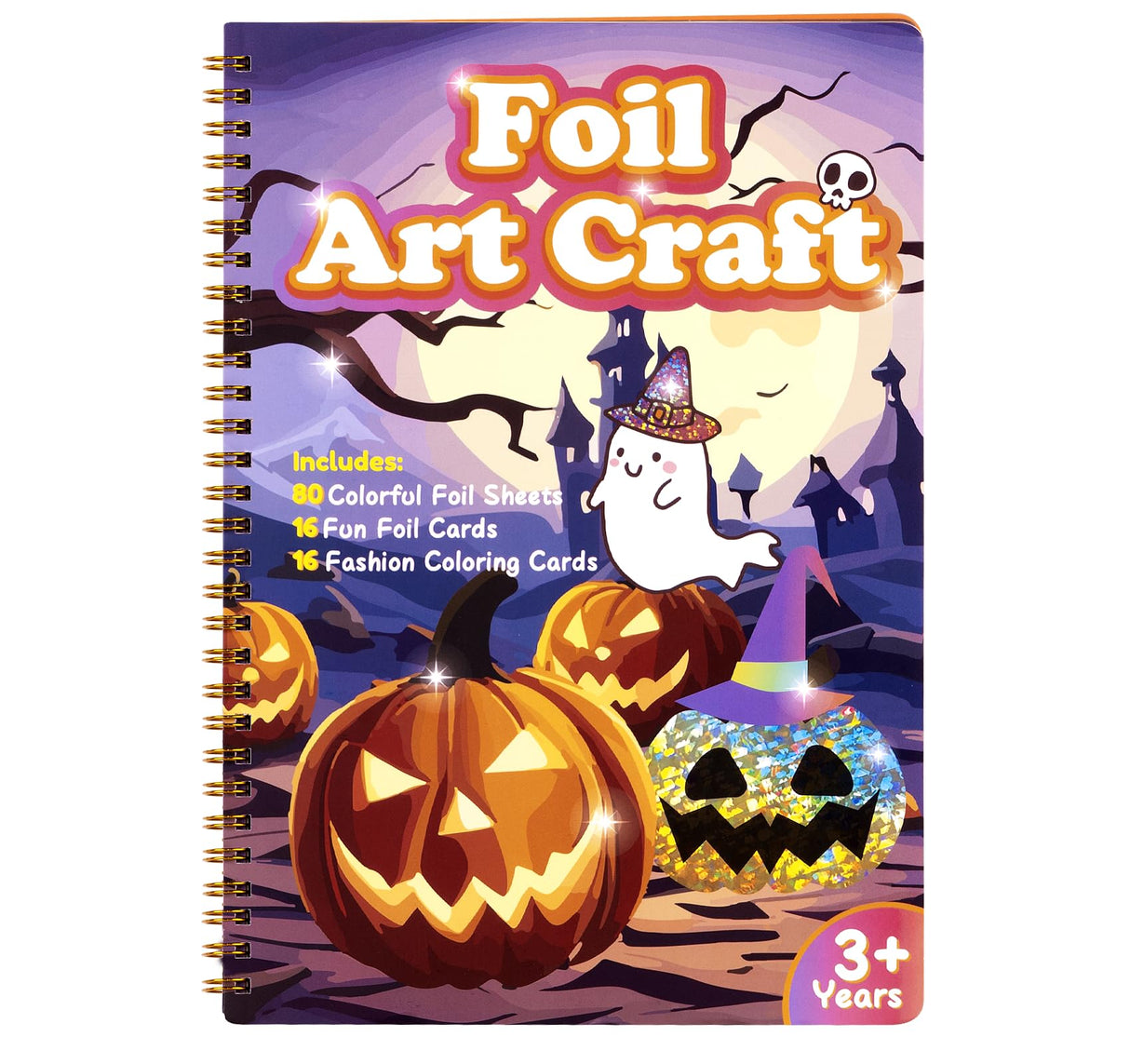 ilauke Art & Craft Activity - Foil Fun Art Craft Paper Kid Carft, DIY Creative Activity, Foil Art Stickers for Birthday Halloween for Boys & Girls Ages 3, 4, 5, 6, 7 ilauke