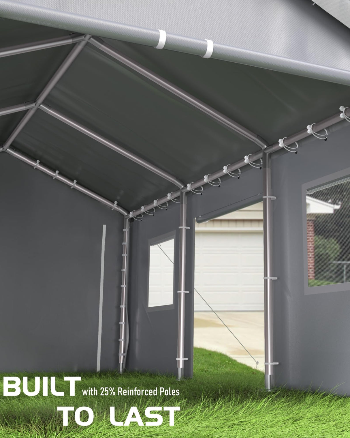 Hipicute 10' x 20'x 10' Portable Garage, Heavy Duty Carport with 180G Side Walls, Front and Rear Doors, Car Shelter for Trucks, Boats, and SUVs - Grey Hipicute