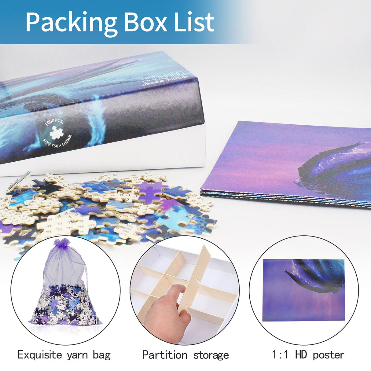 Jigsaw Puzzle 1000 Piece Dragon in The Mountains Classic Puzzle Adult Puzzle DIY Kit Wooden Toy Unique Gift Modern Home Decor Buhoet