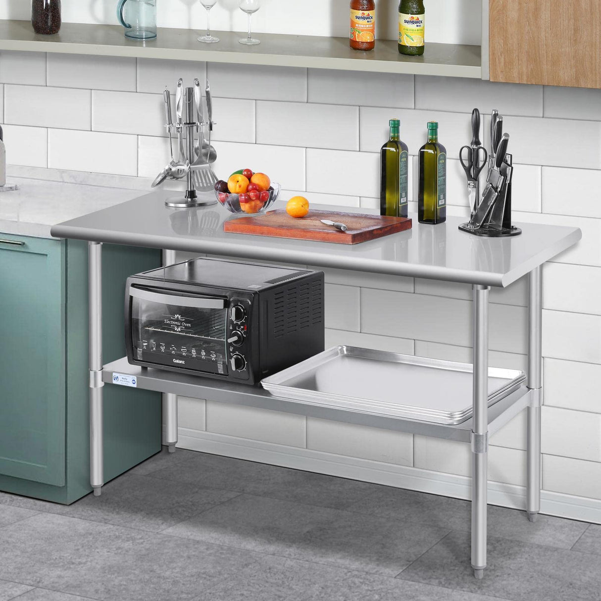 HALLY Stainless Steel Table for Prep & Work 30 x 60 Inches, NSF Commercial Heavy Duty Table with Undershelf and Galvanized Legs for Restaurant, Home and Hotel HALLY SINKS & TABLES H