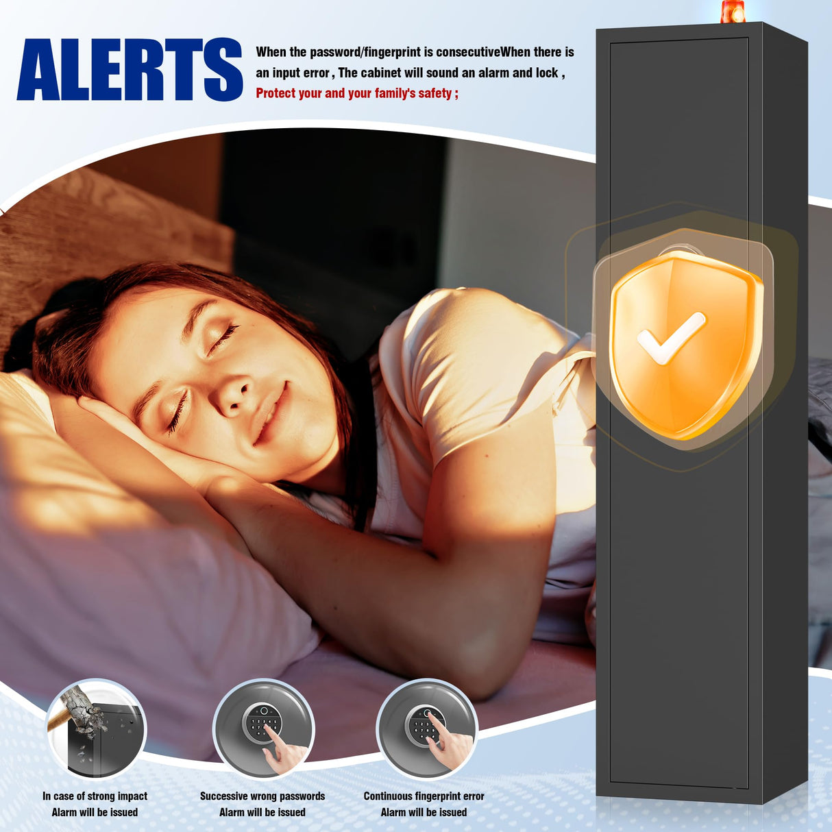 PRESTELION 3-5 Gun Safe,Adjustable Bracket and Biometric Lock,Heavy Duty Gun Safe for Rifles and Shotguns,Money and Valuables PRESTELION