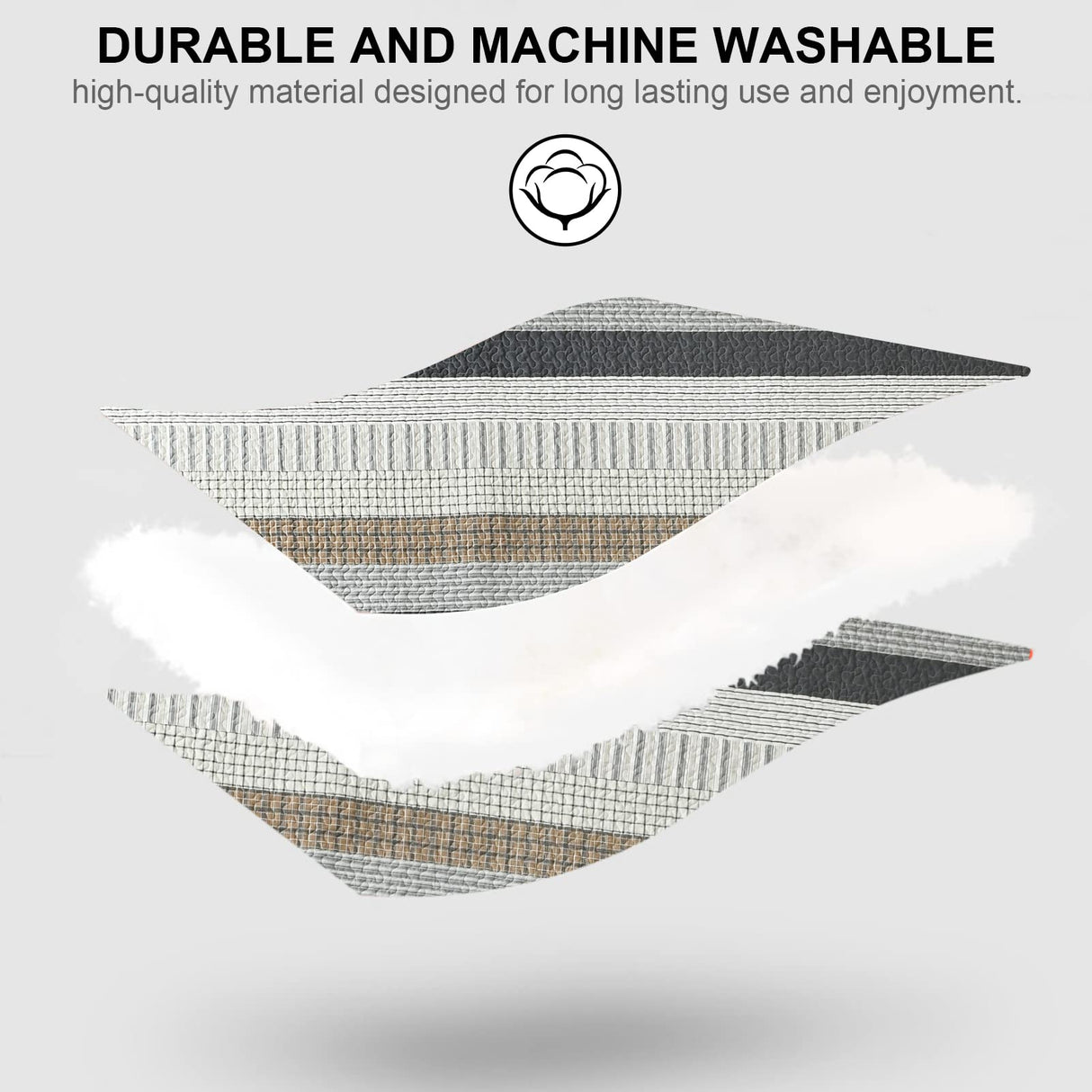 PANGUSHAN 100% Cotton Quilt Set King Size, Patchwork King Quilt Bedding Set Bedspreads, Farmhouse Lightweight Comforter Reversible Quilt, White/Brown/Grey Bed Spread for All Season, 3 Pieces PANGUSHAN