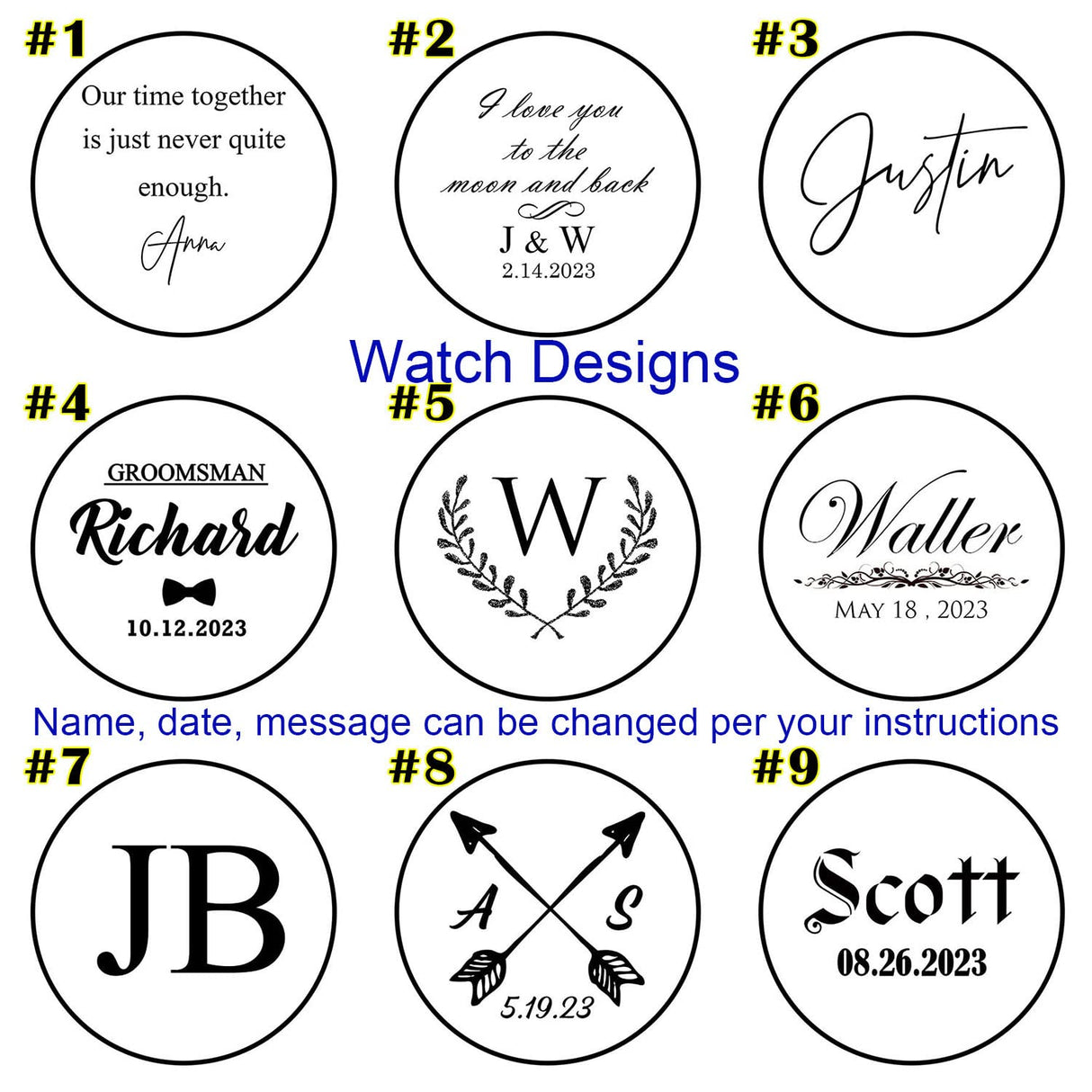 Personalized Walnut Wood Wooden Date Watch, Groomsmen Gift, Mens Gift, Mens Watch, Watches for Men Generic