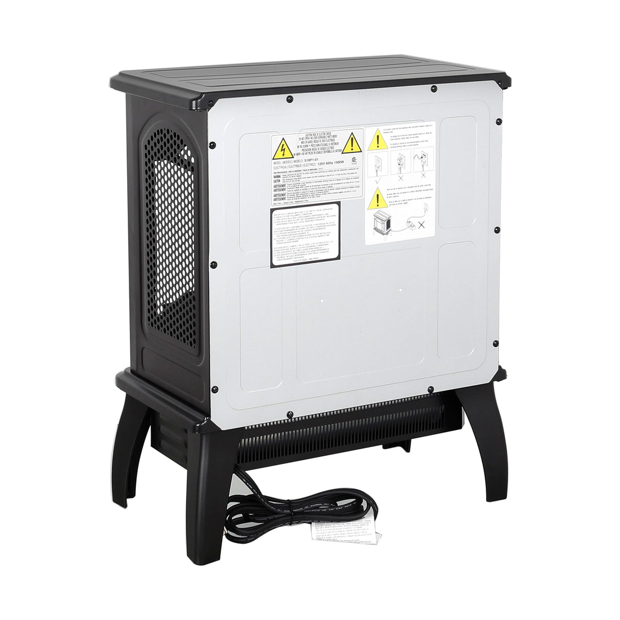 Electric Fireplace Infrared Heater with Remote Control 3D Electric Heater Fireplace 18" Electric Fireplace Stove Adjustable Brightness and Heating, 1500W Electric Fireplace Freestanding, Black GOAWGO