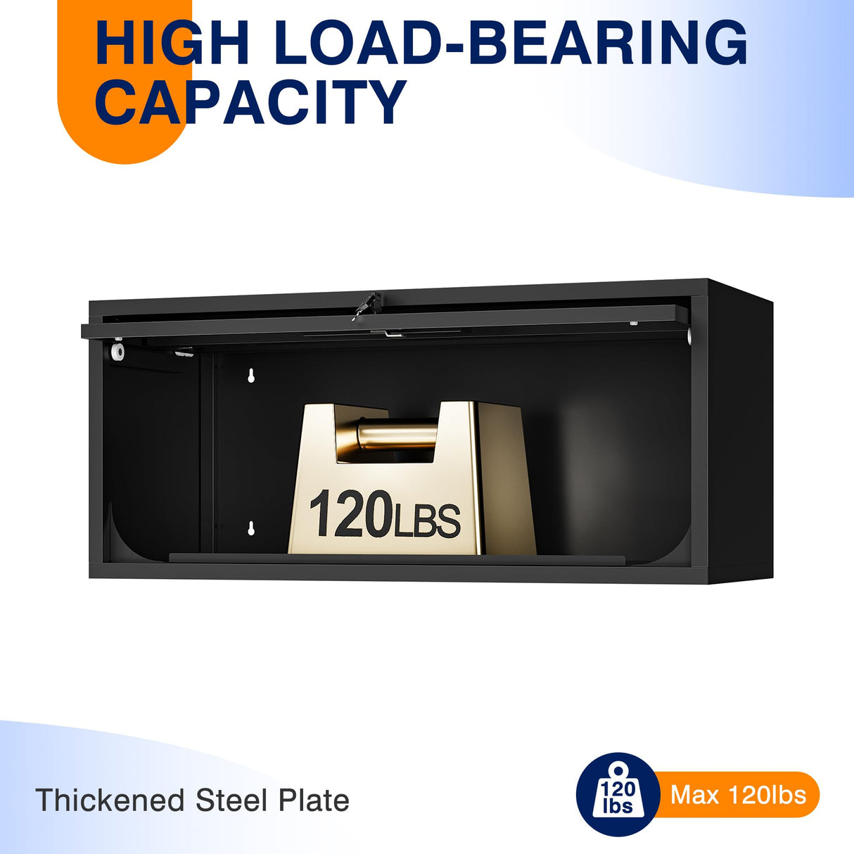 Yizosh Metal Garage Cabinet with Doors, Wall Mounted Storage Cabinet, Floating Tool Cabinet for Basement, Kitchen, Warehouse (Black, 13.7" H) Yizosh