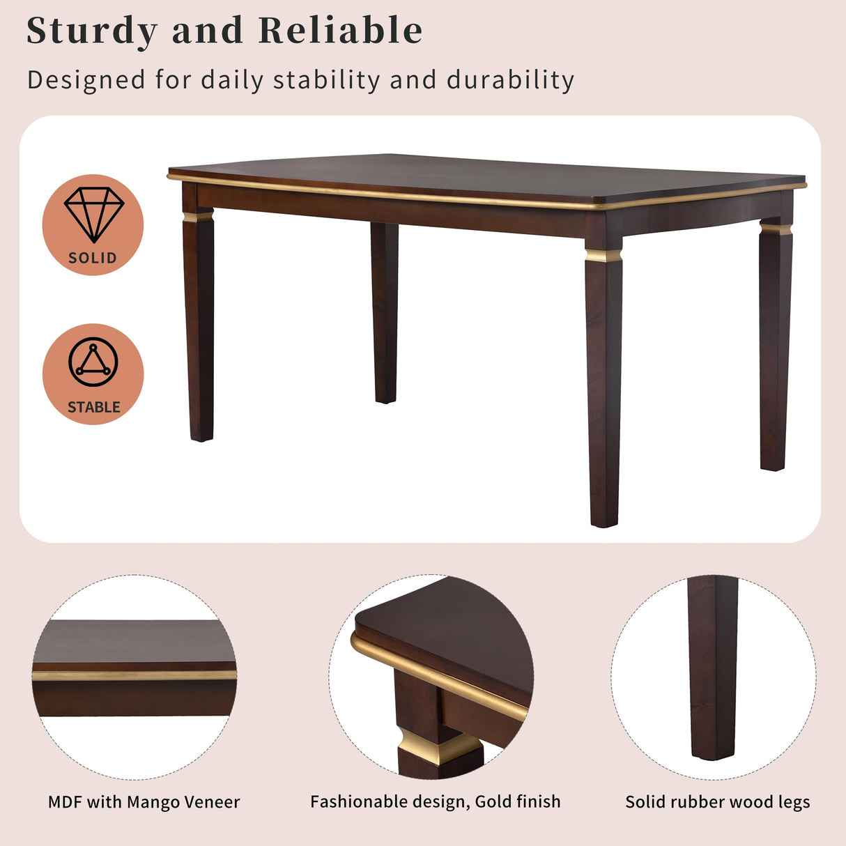 Merax 6-Piece Solid Wood Dining Table Set, Modern Elegant 60" Rectangular with 4 High-Back Tufted Upholstered Chairs + 1 Bench for Kitchen Room, Espresso Merax